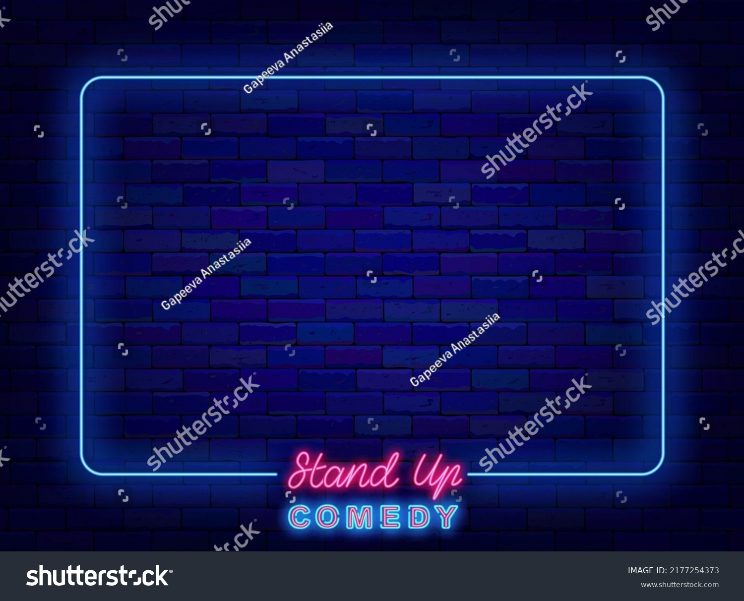 Stand Comedy Neon Advertising Blue Shiny Stock Vector (Royalty Free ...