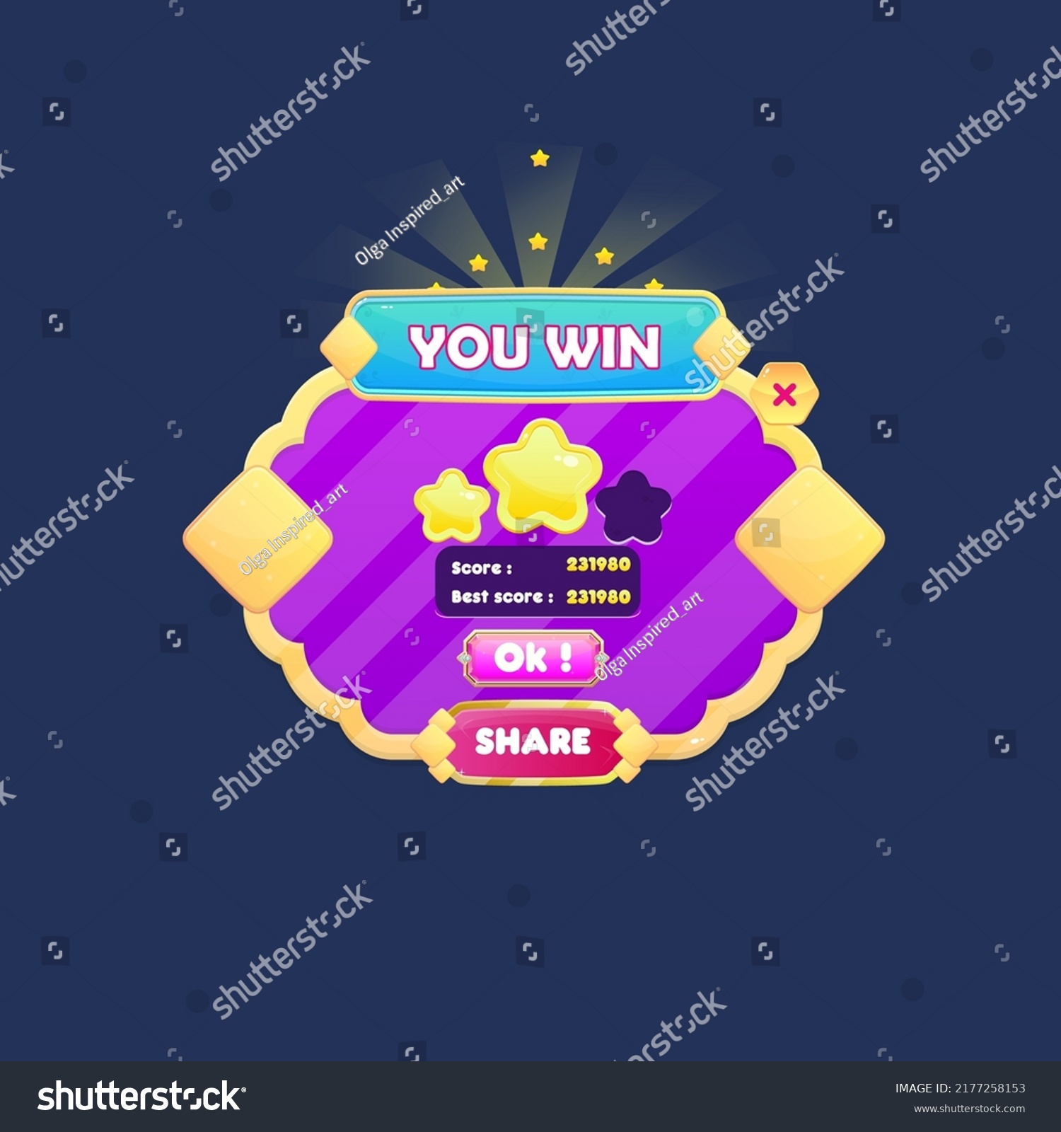 Game Ui Pop Window You Win Stock Vector (royalty Free) 2177258153 