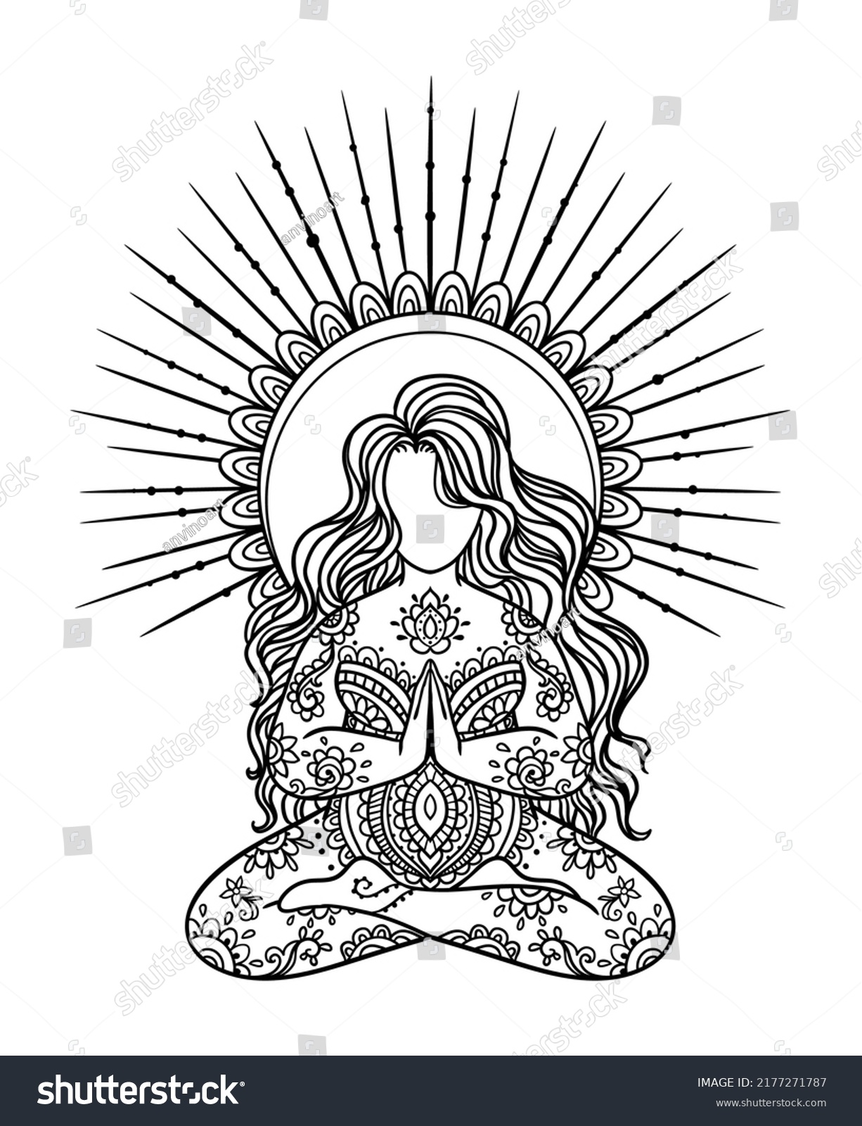 Plus Size Yoga Girl Mandala Ornamental Stock Vector (Royalty Free ...