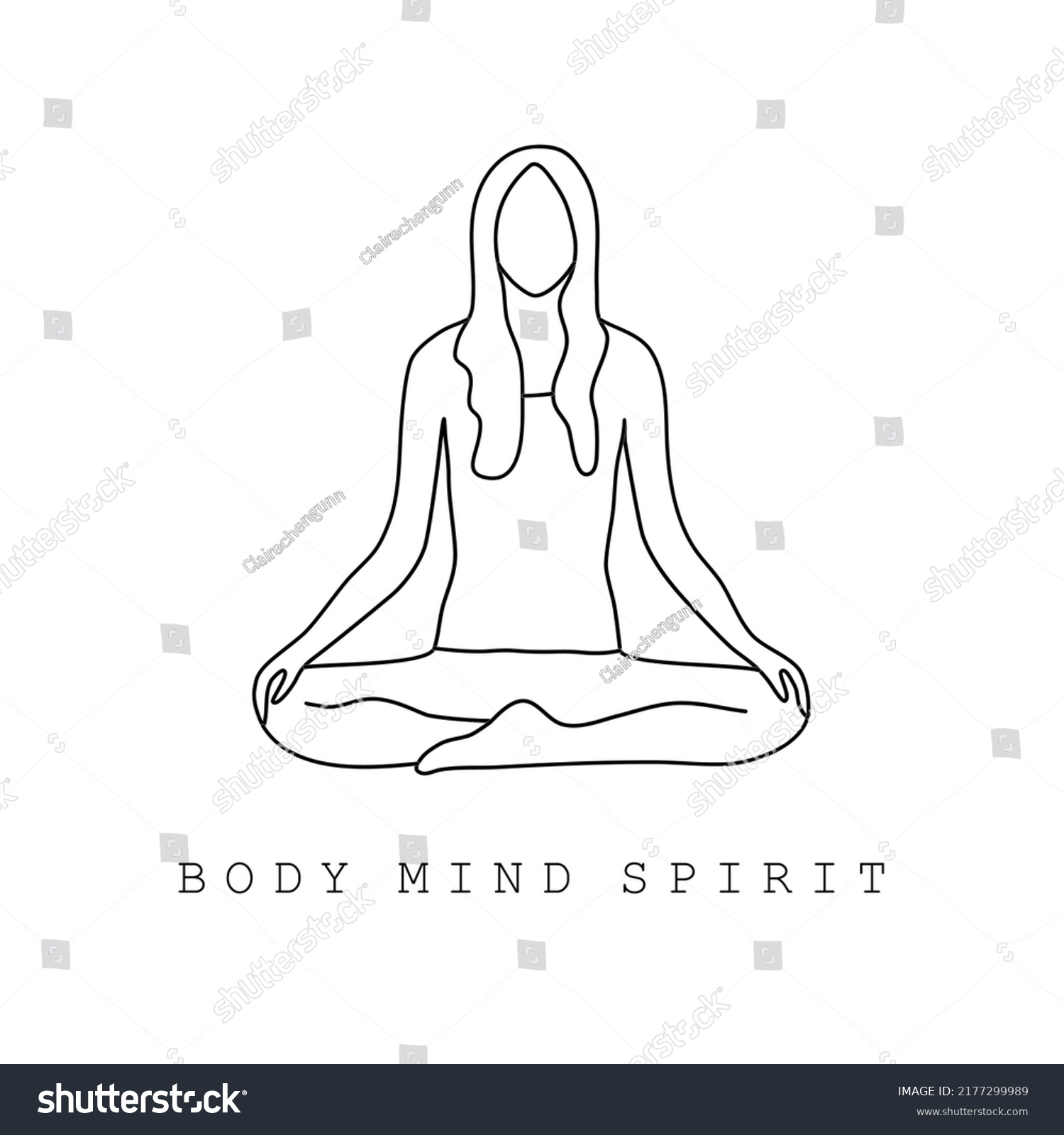 Meditation Pose Outline Black White Words Stock Vector Royalty Free