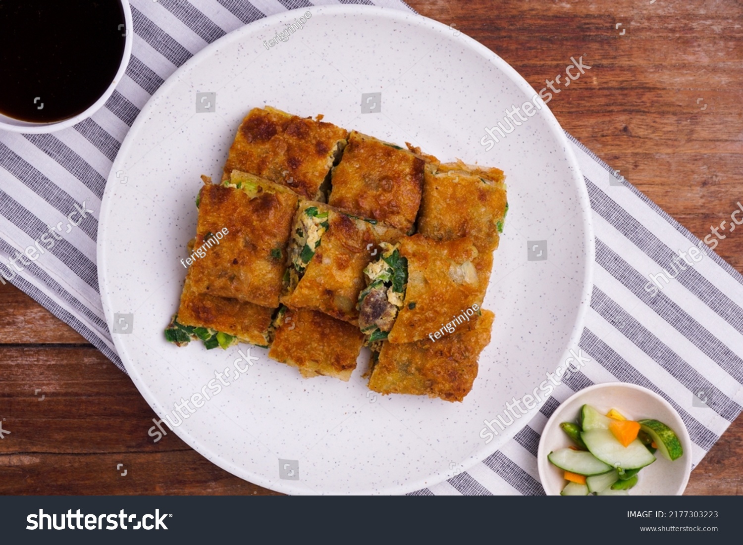 Egg Martabak Traditional Indonesian Food Vegetables Stock Photo ...