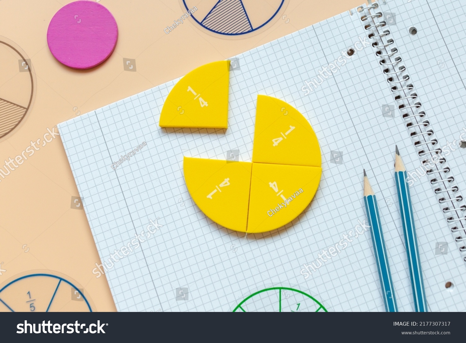 Open Notepad Fractions Chart Pencils On Stock Photo 2177307317 ...