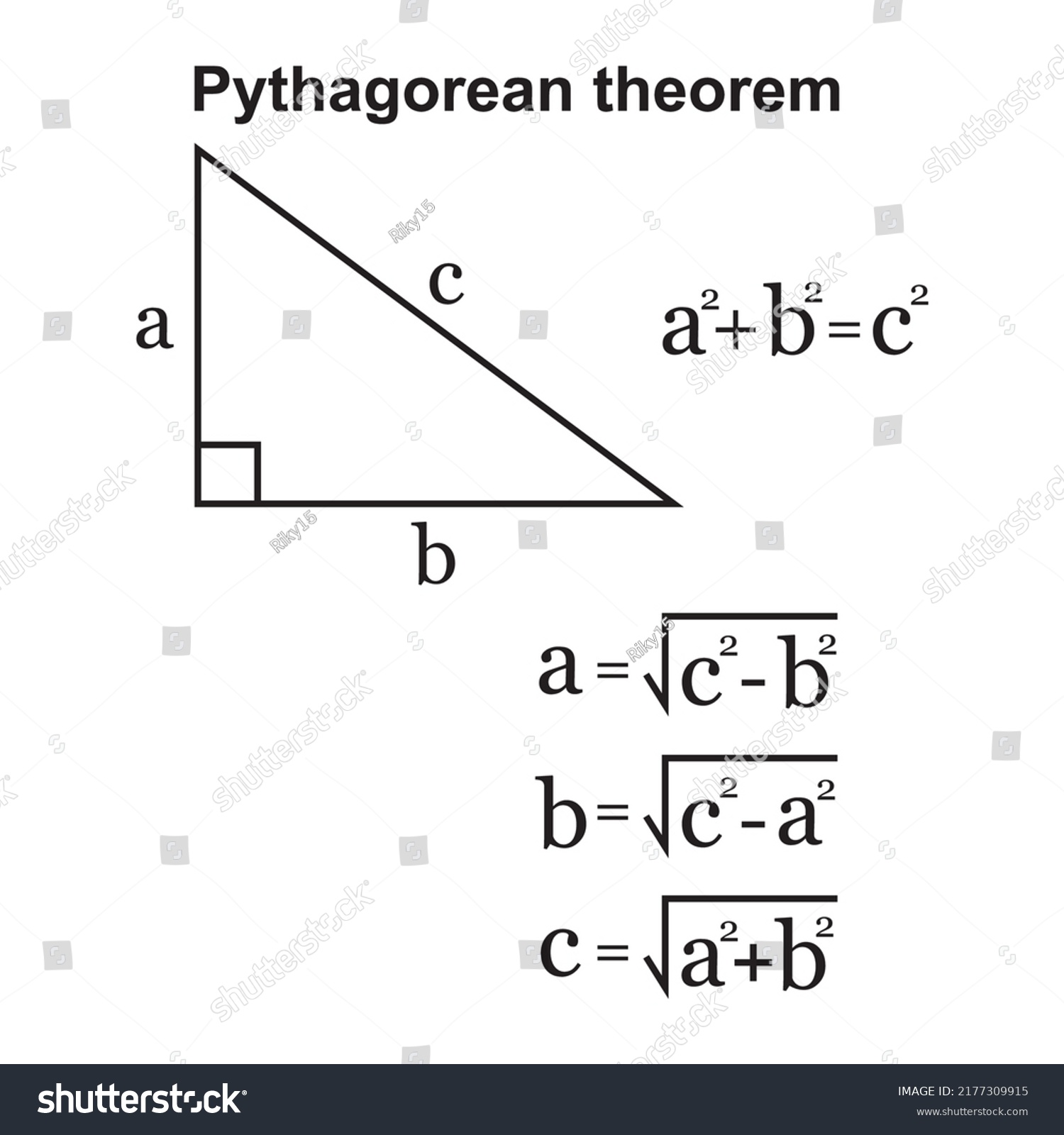 Pythagorean Theorem Geometric Figures Vector White Stock Vector ...