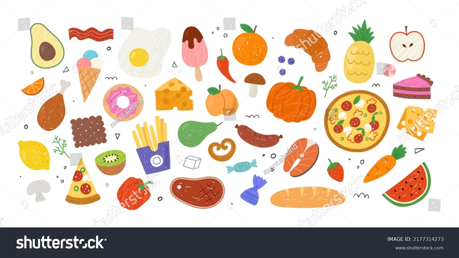 Delicious Food Sticker Set Icons Vegetable Stock Vector (Royalty Free ...