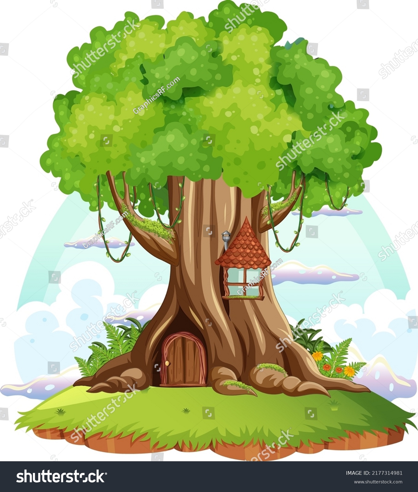 Big Tree Isolated Cartoon Illustration Stock Vector (Royalty Free ...