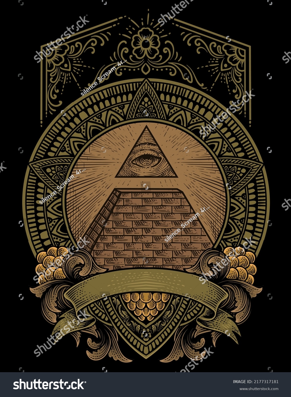 Illustration Illuminati Pyramid Engraving Style Stock Vector (Royalty ...