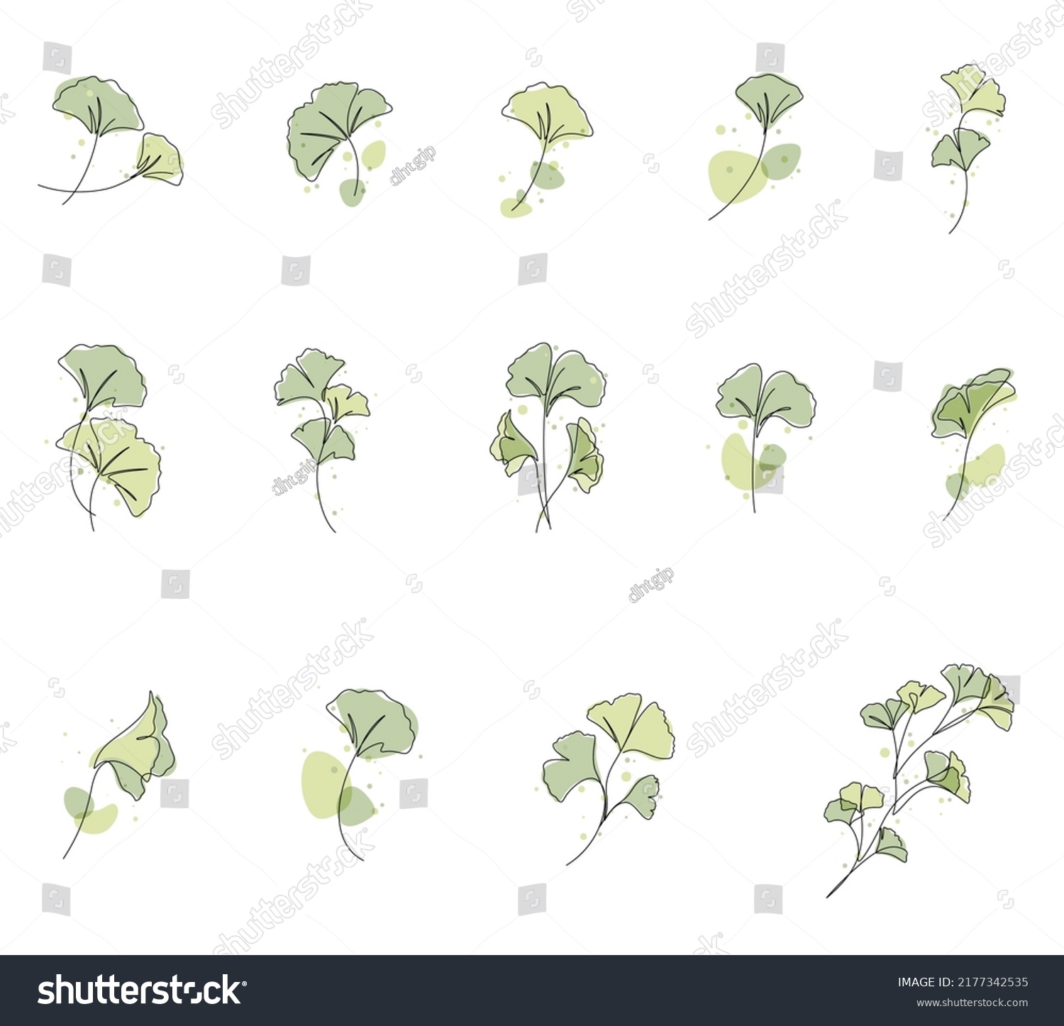 One Line Drawing Ginkgo Leaf Vector Stock Vector (Royalty Free ...