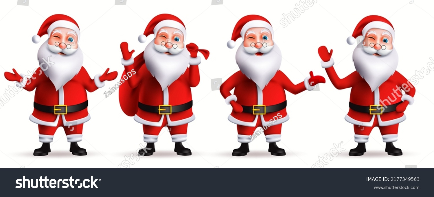 Santa Claus Christmas Characters Vector Set Stock Vector (Royalty Free ...