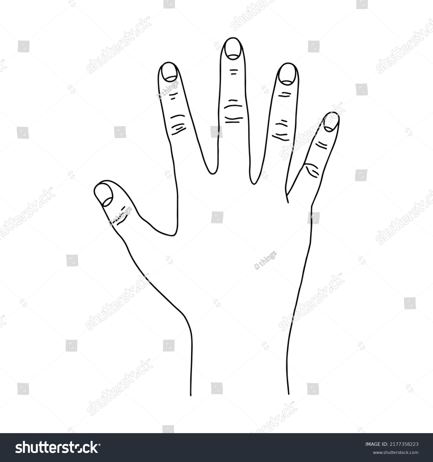 Linear Human Hand Front Black White Stock Vector (Royalty Free ...