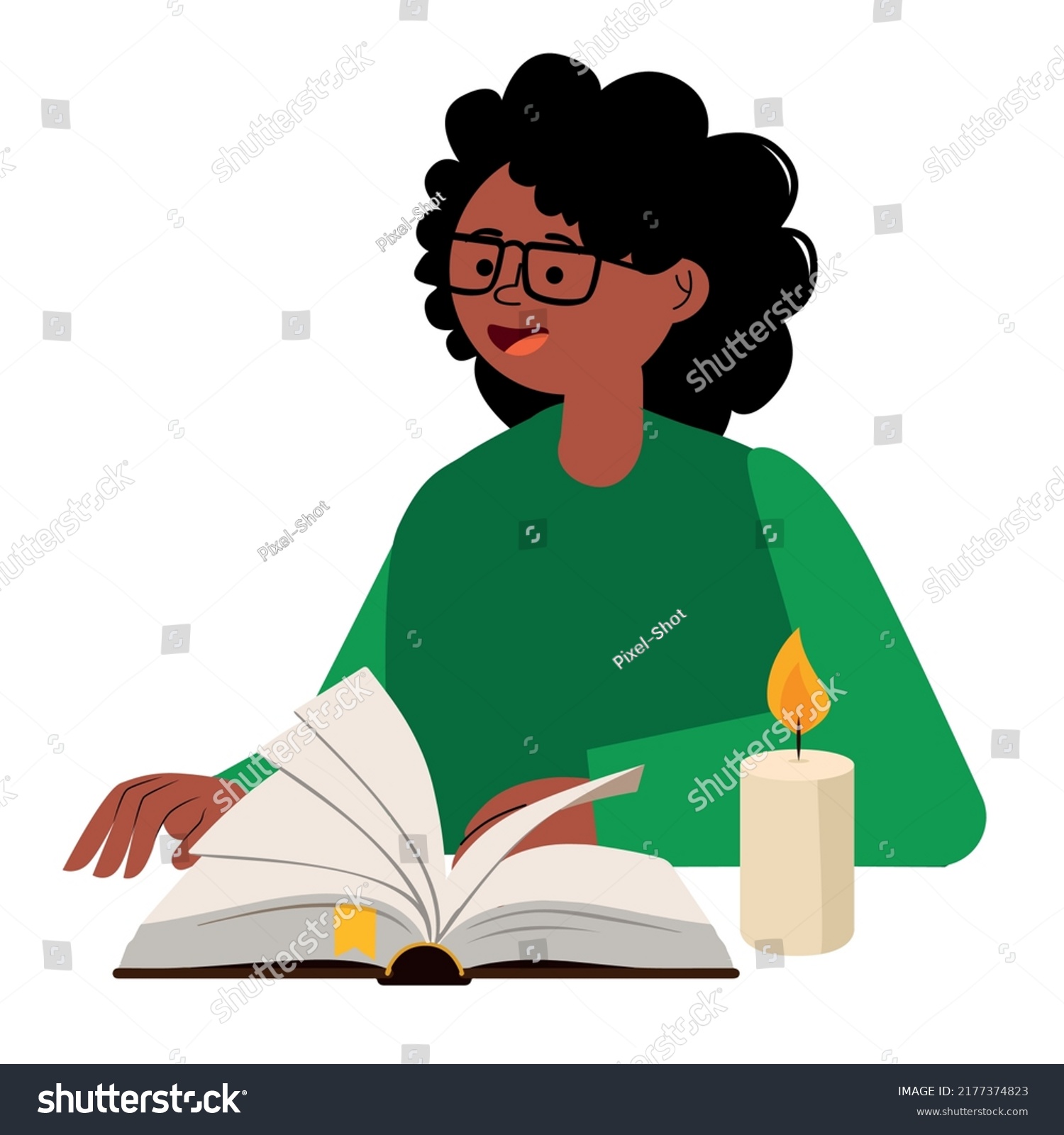 Woman Reading Bible On White Background Stock Vector (Royalty Free ...