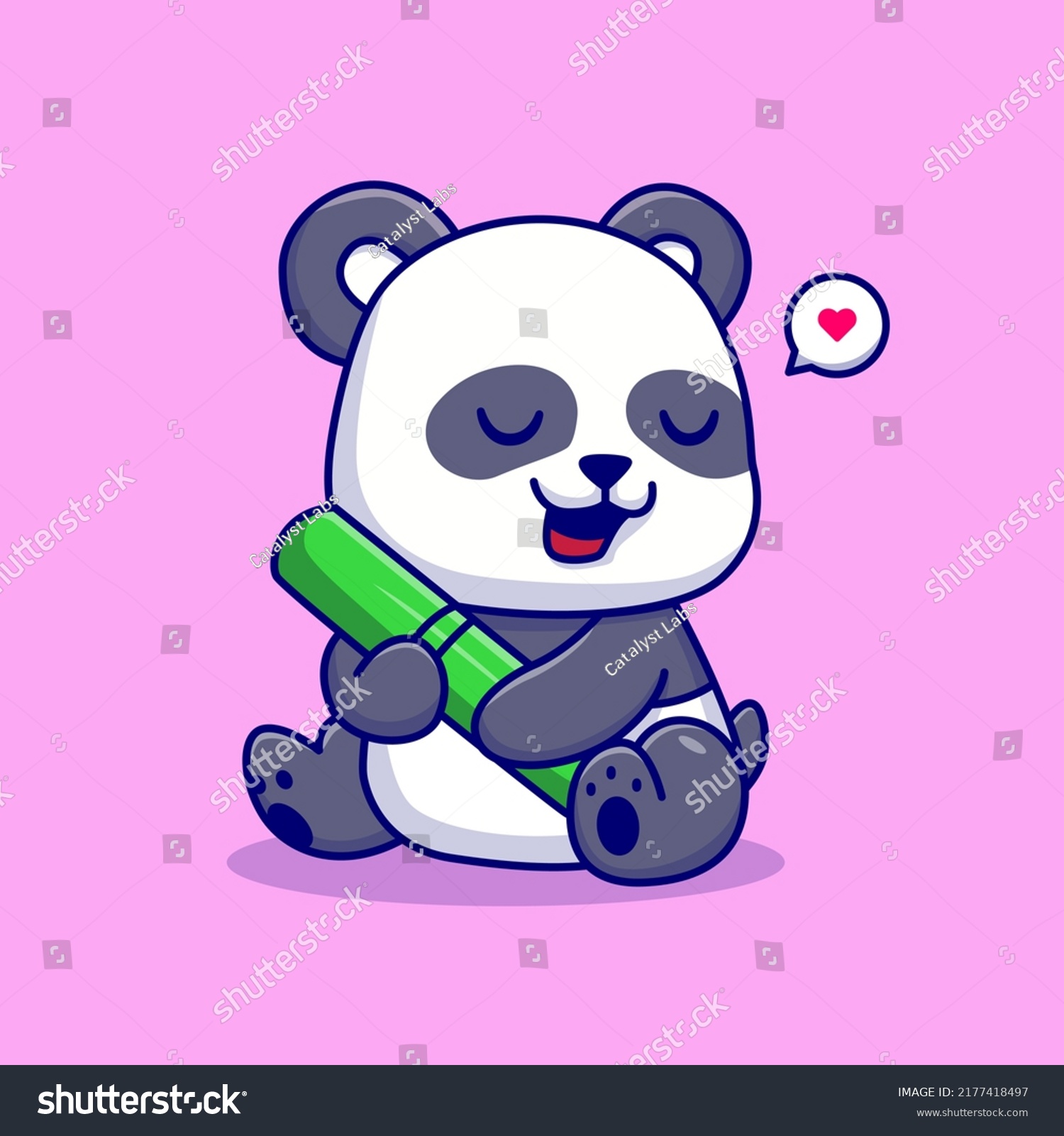 Cute Panda Hug Bamboo Cartoon Vector Stock Vector Royalty Free