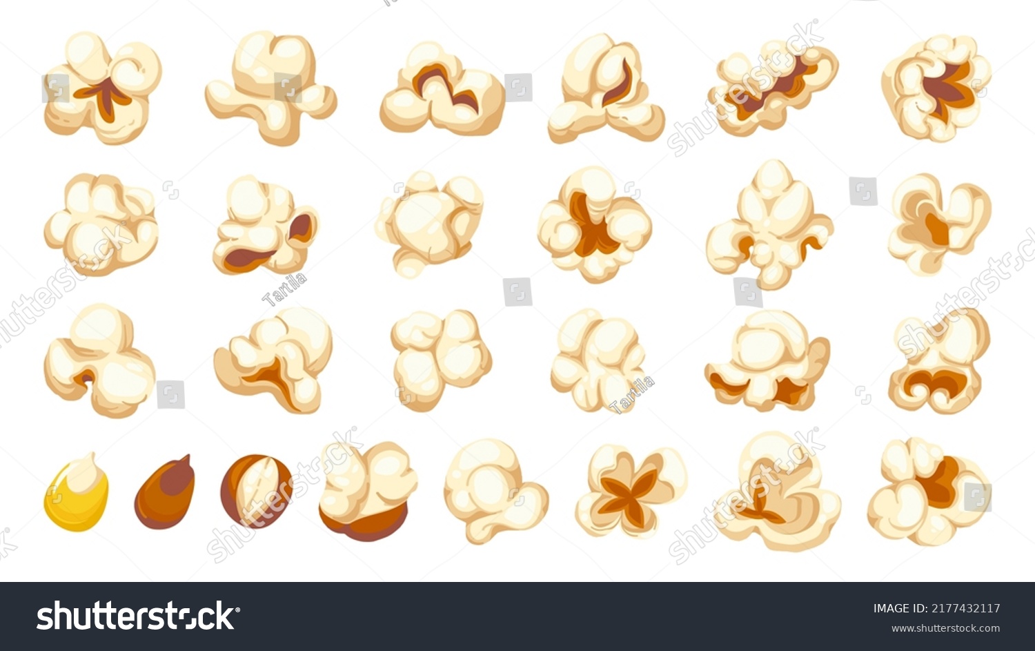 Cartoon Popcorn Shapes Film Tv Snacks Stock Vector (Royalty Free ...