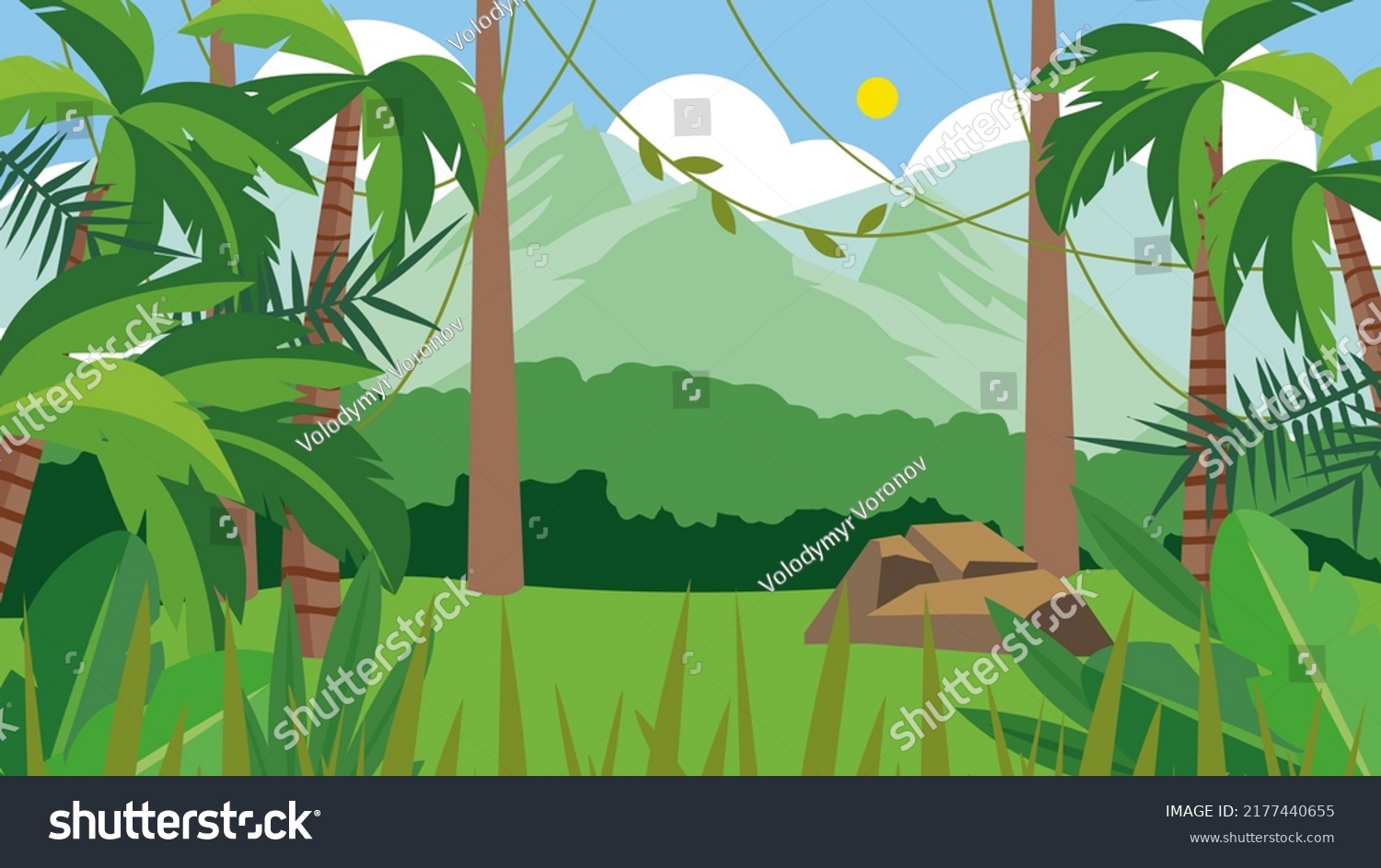 Jungle Background Trees Illustration Stock Vector (Royalty Free ...