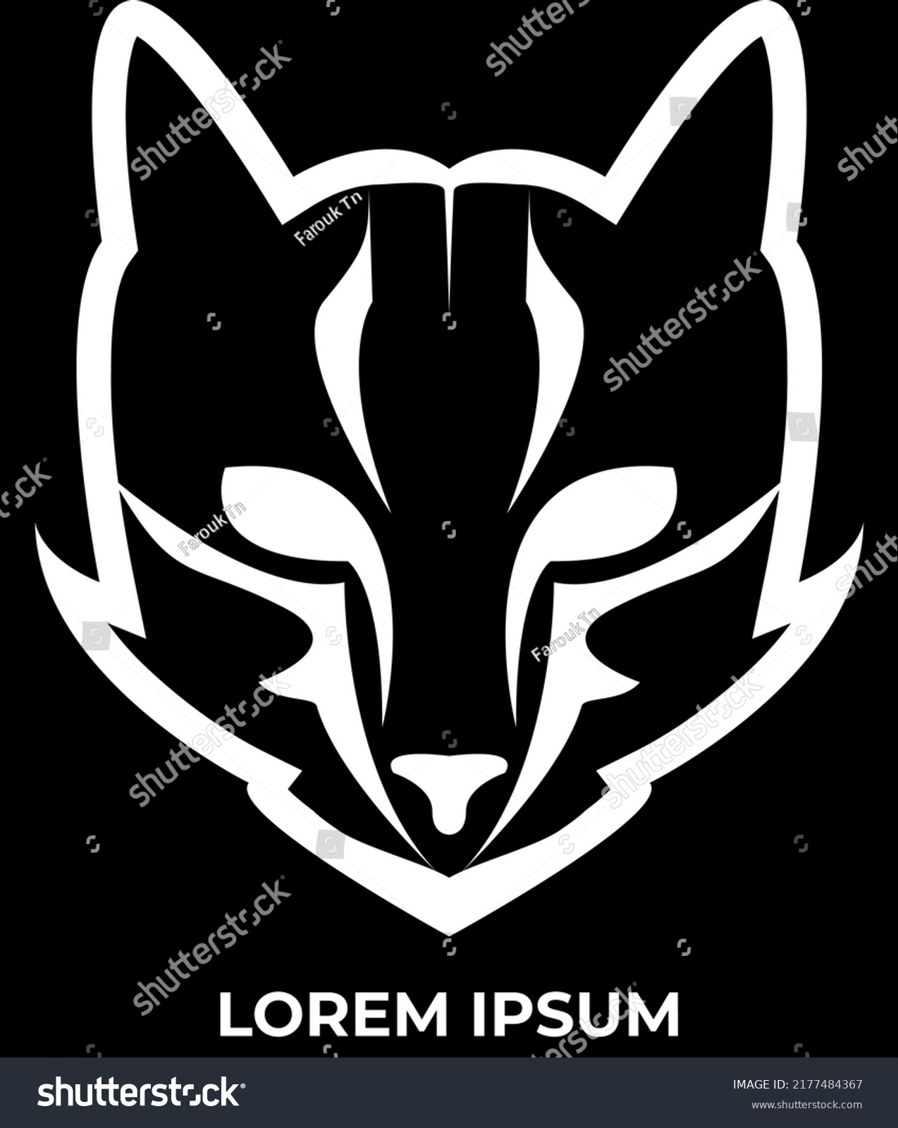 Cat Logo Design Black White Edition Stock Vector (Royalty Free ...