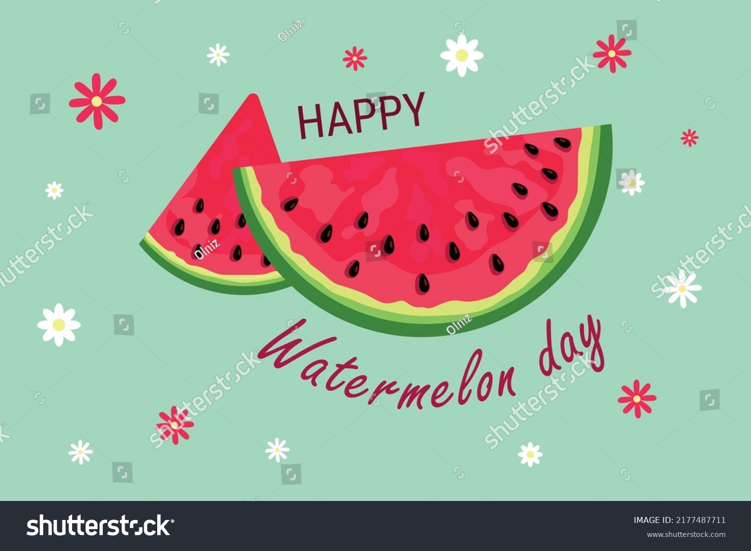 Watermelon Day Leaflet Poster Banner Postcard Stock Vector (Royalty ...