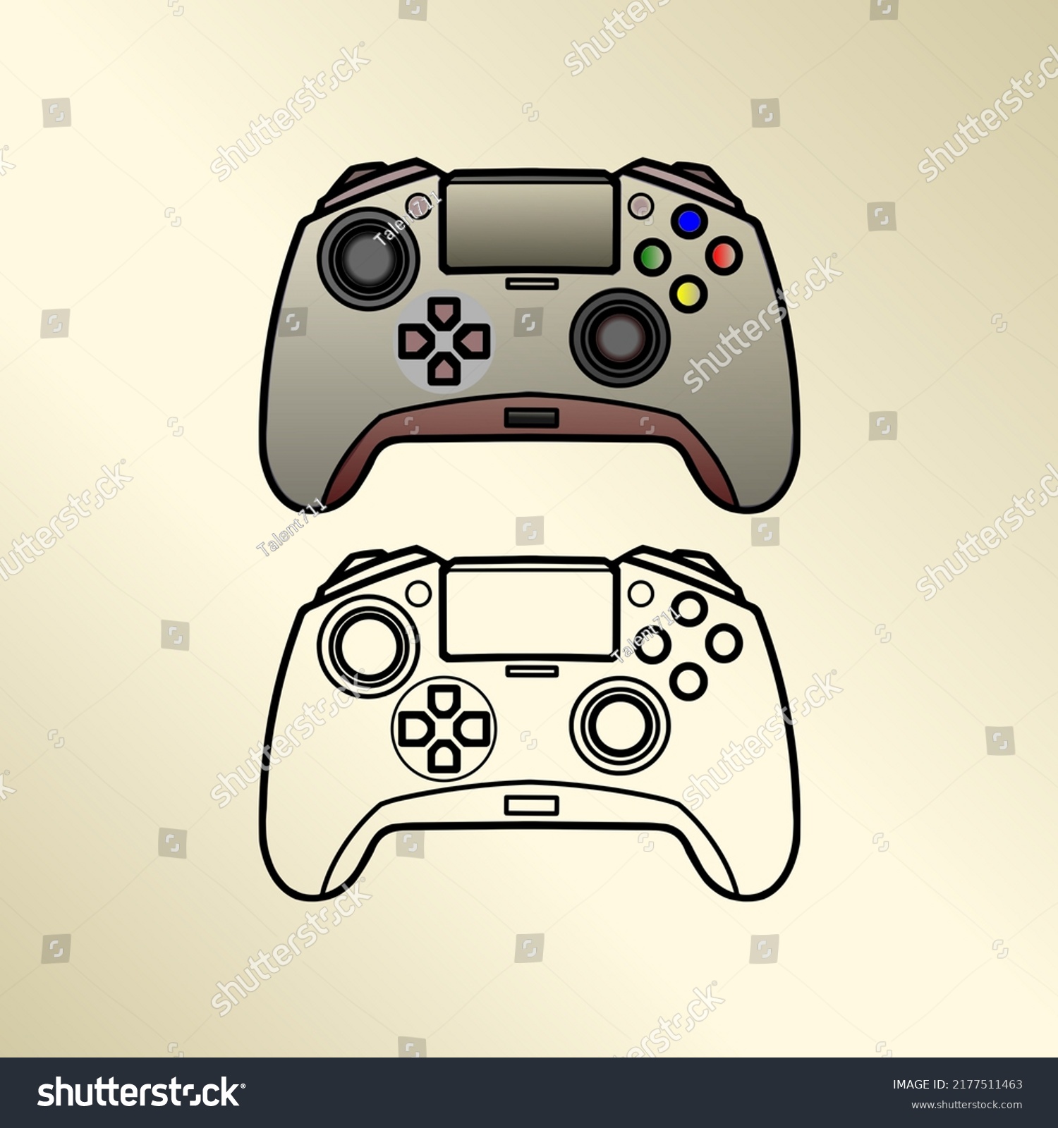 Game Controller Scetch Color Vector Design Stock Vector (Royalty Free ...