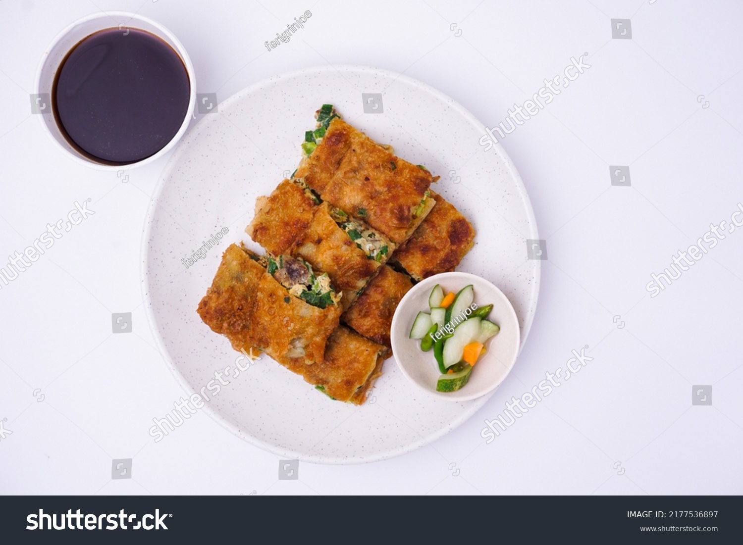 Egg Martabak Traditional Indonesian Food Vegetables Stock Photo ...