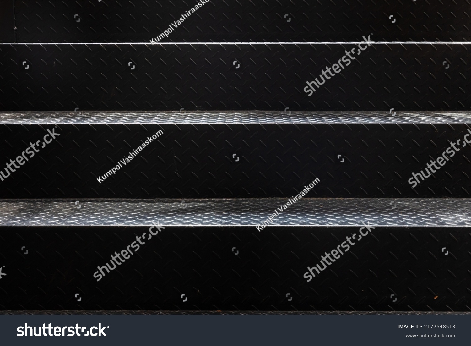 Black Iron Stairs Background Wallpaper Stock Photo 2177548513