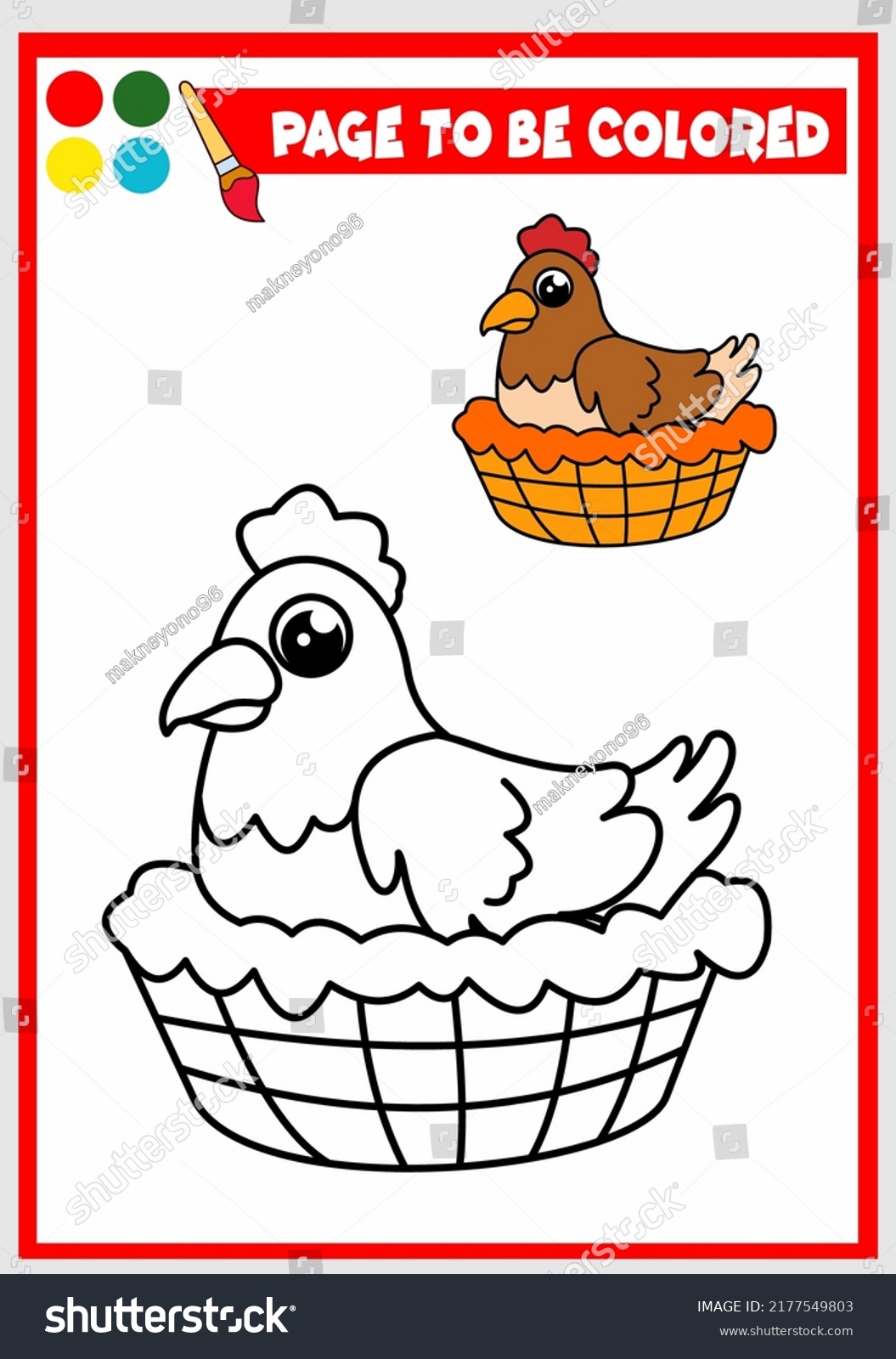 Coloring Book Kids Hen Vector Stock Vector (Royalty Free) 2177549803 ...