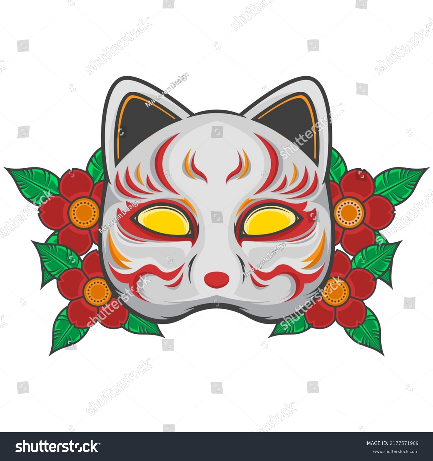 Kitsune Japanese Fox Vector Eps 10 Stock Vector (Royalty Free ...