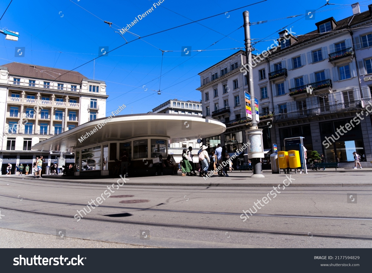 People Famous Square Paradeplatz Tram Station Stock Photo 2177594829 ...