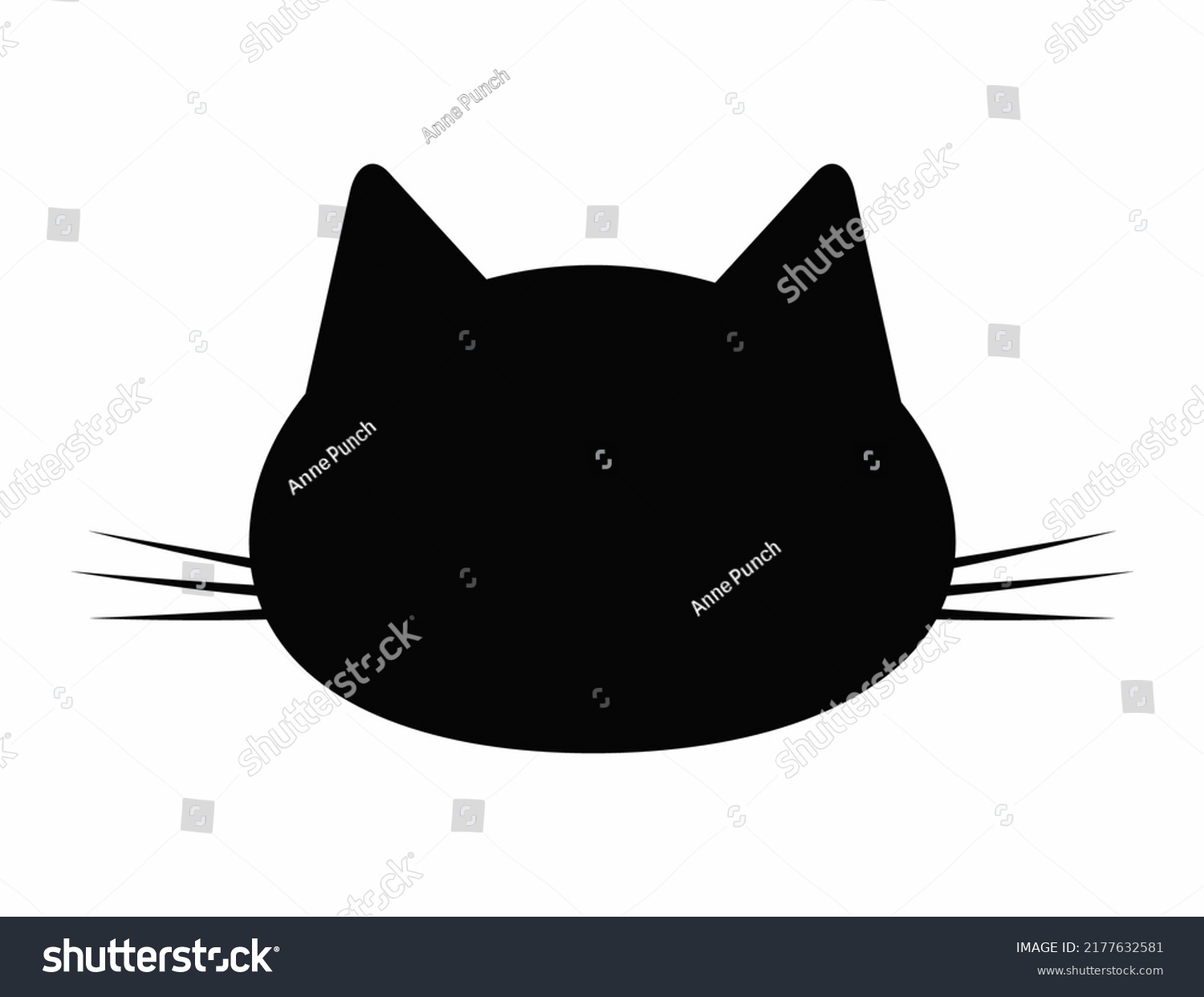 Cartoon Silhouette Cats Head Isolated Icon Stock Vector (royalty Free 