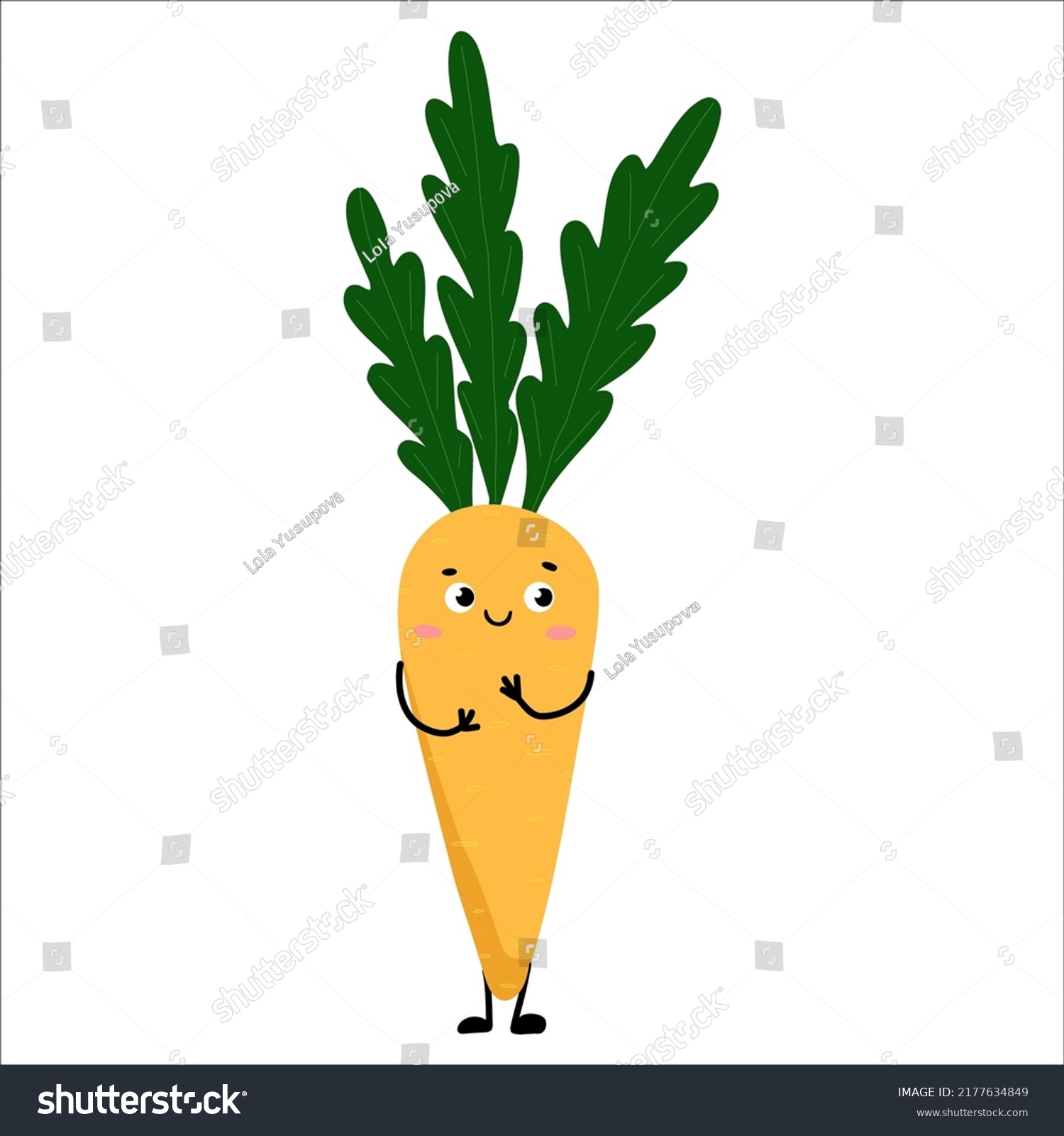 Cute Smiling Carrot Vector Flat Cartoon Stock Vector Royalty Free