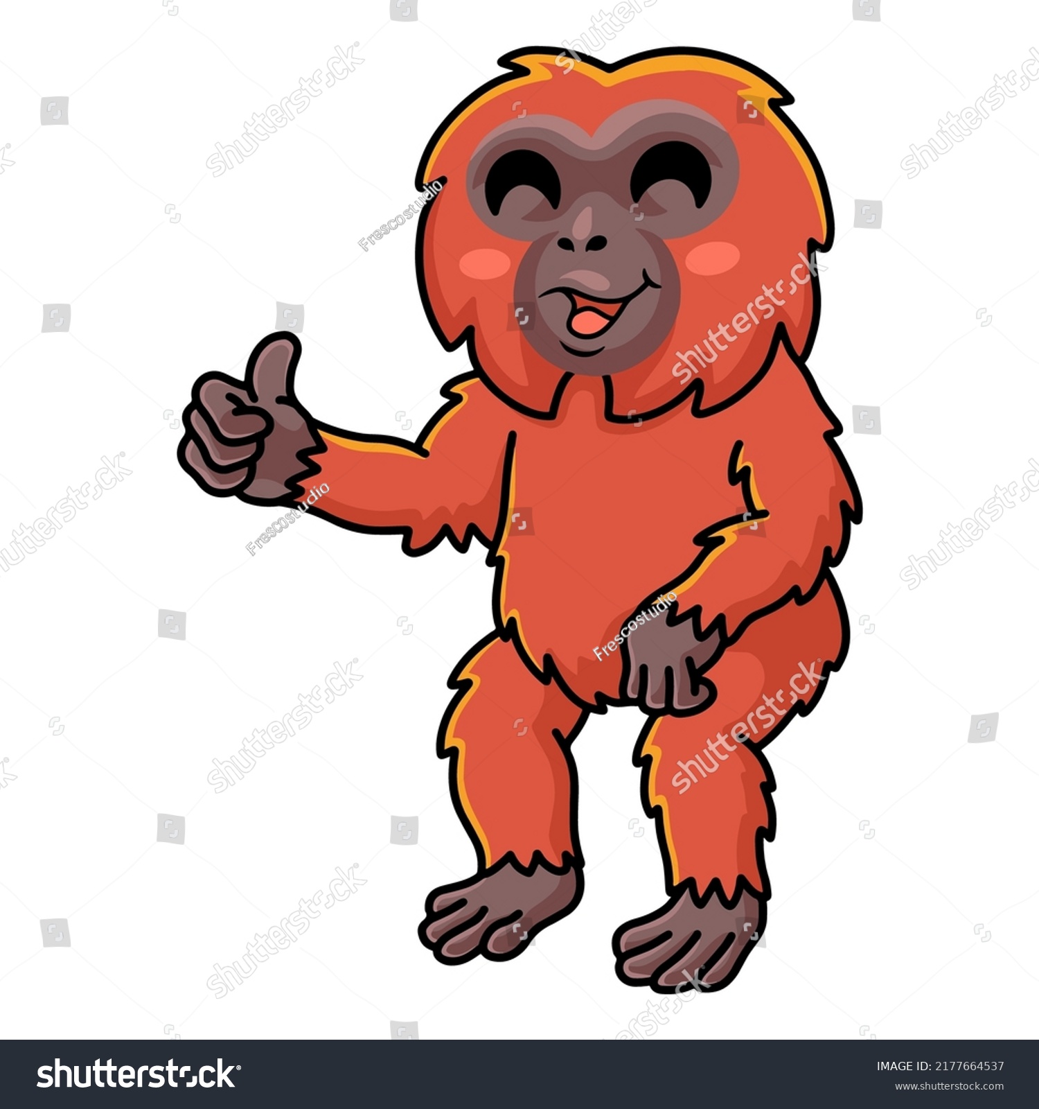 Cute Little Orangutan Cartoon Giving Thumb Stock Vector (Royalty Free ...