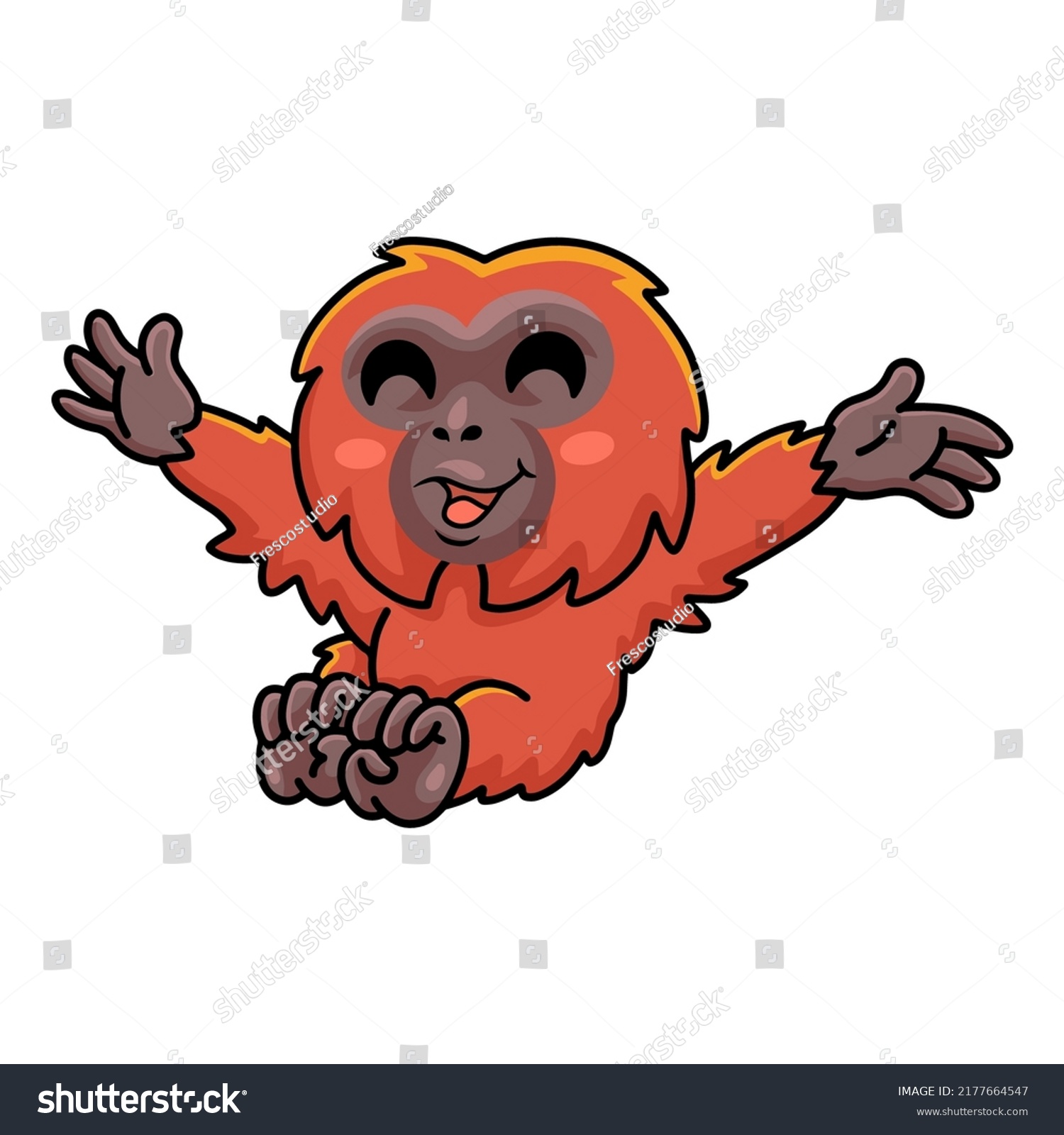 Cute Little Orangutan Cartoon Posing Stock Vector (Royalty Free ...