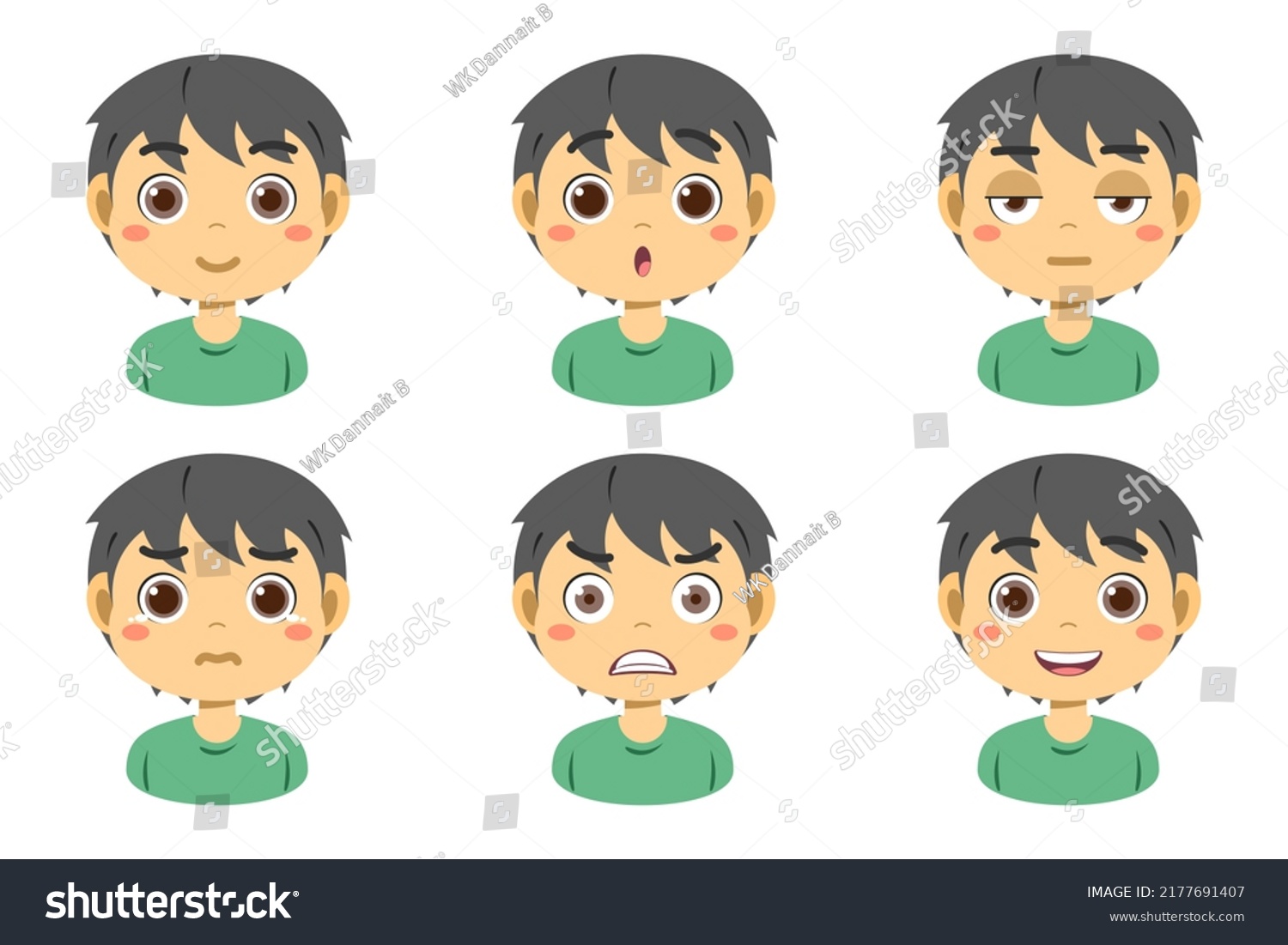 Collection Face Expressions Cute Children Cartoon Stock Vector (Royalty ...