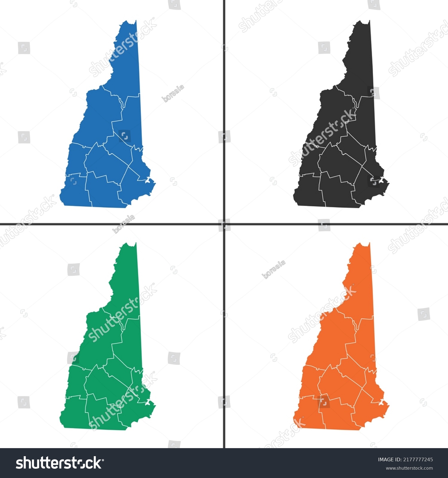 Vector Map New Hampshire Stock Vector (Royalty Free) 2177777245 ...