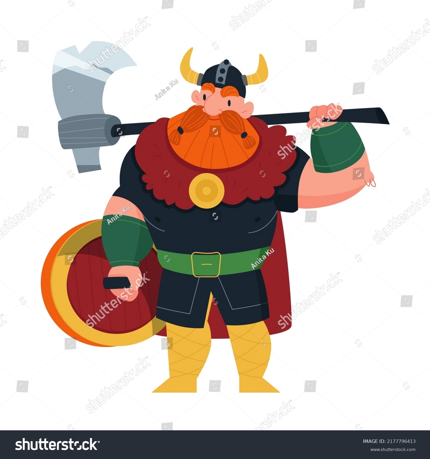 Viking Cartoon Norse Character Scandinavian Mythology Stock Vector ...