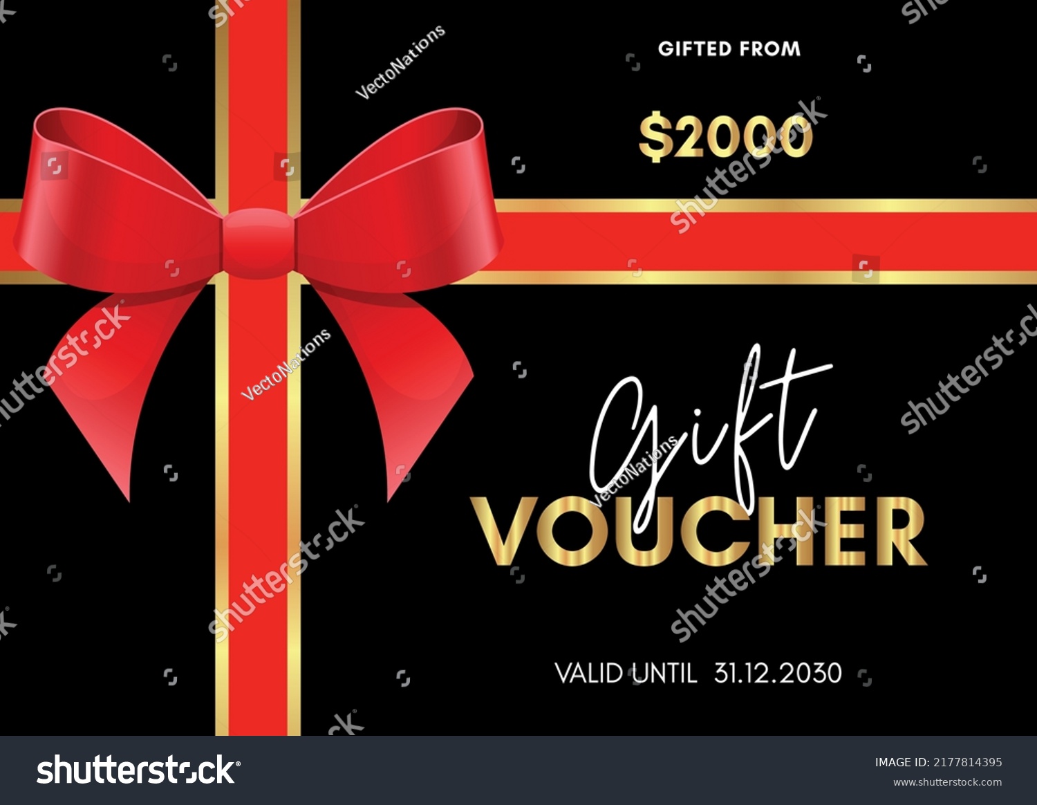 2000 Dollar Gift Voucher Template Design Stock Vector (Royalty Free ...