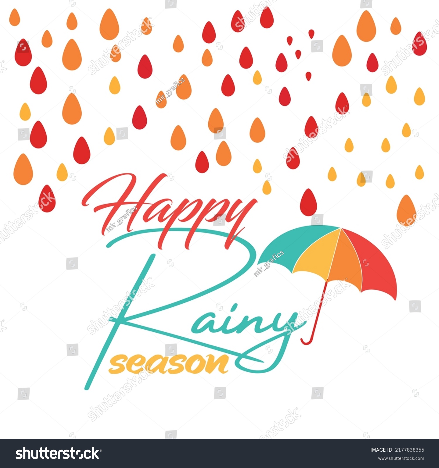 Happy Rainy Season Rain Summer Shower Stock Vector (Royalty Free