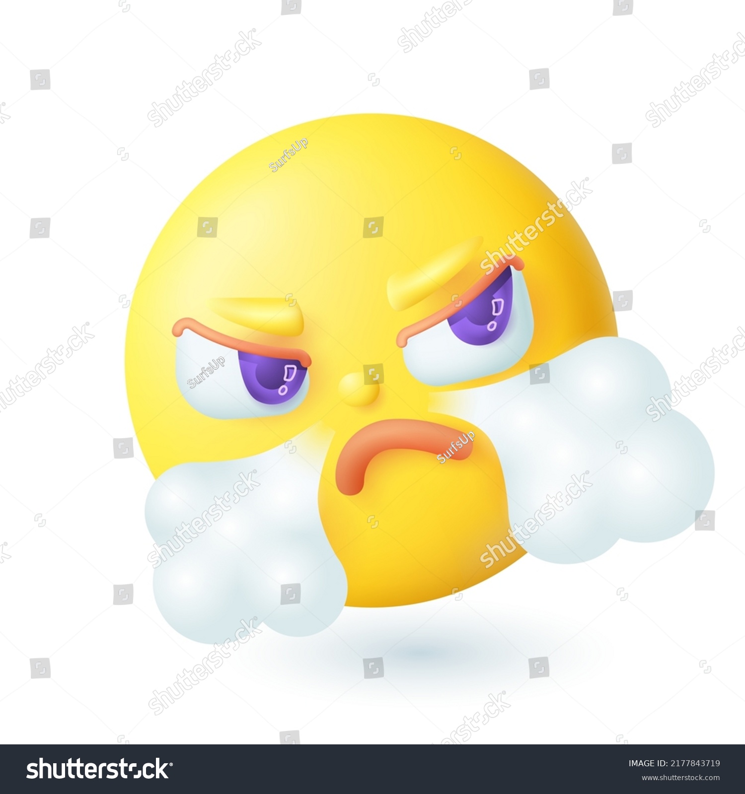 3d Cartoon Style Angry Emoticon Icon Stock Vector (Royalty Free ...