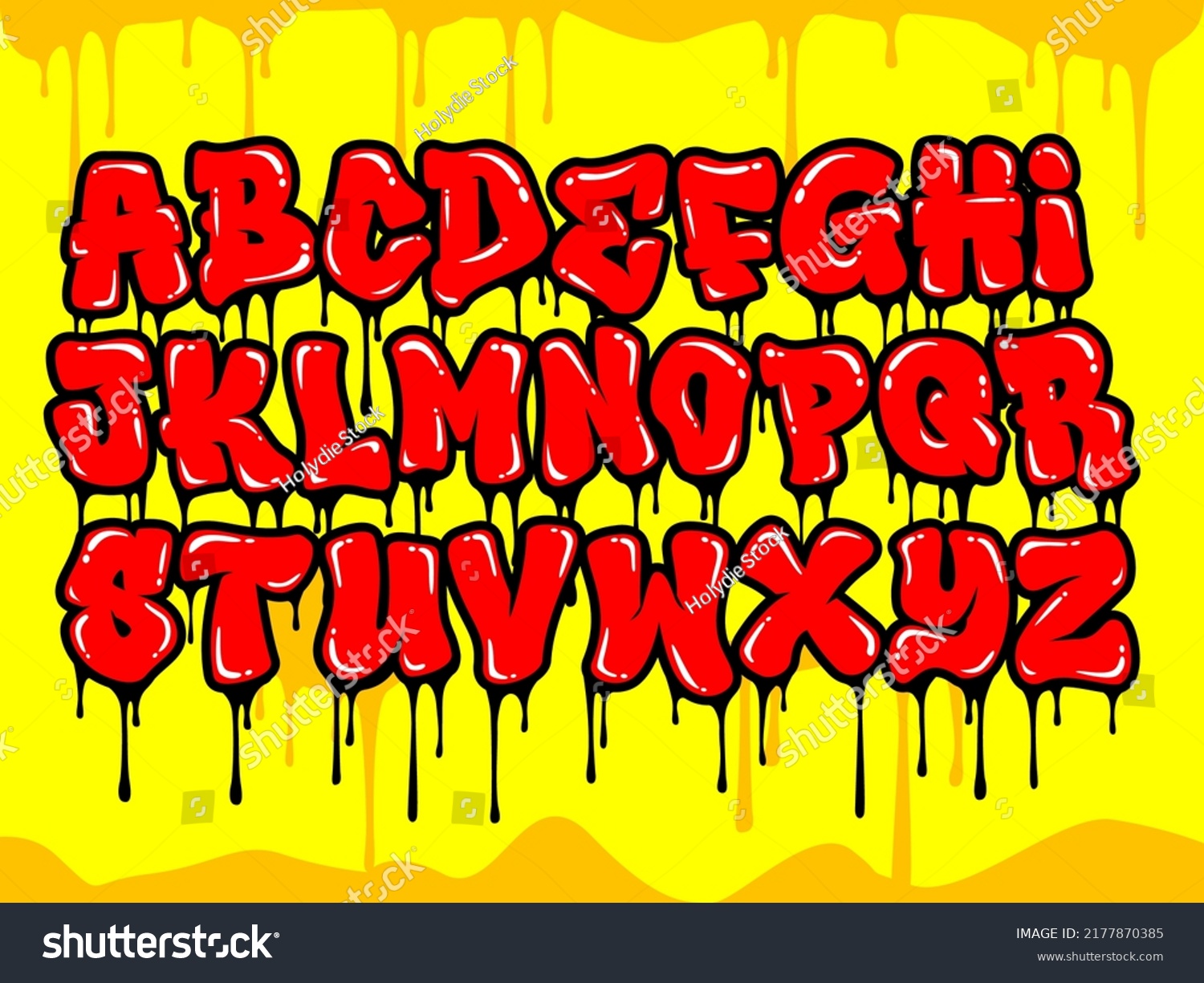 Drips Graffiti Alphabet Decorative Lettering Vandal Stock Vector Royalty Free 2177870385 3970