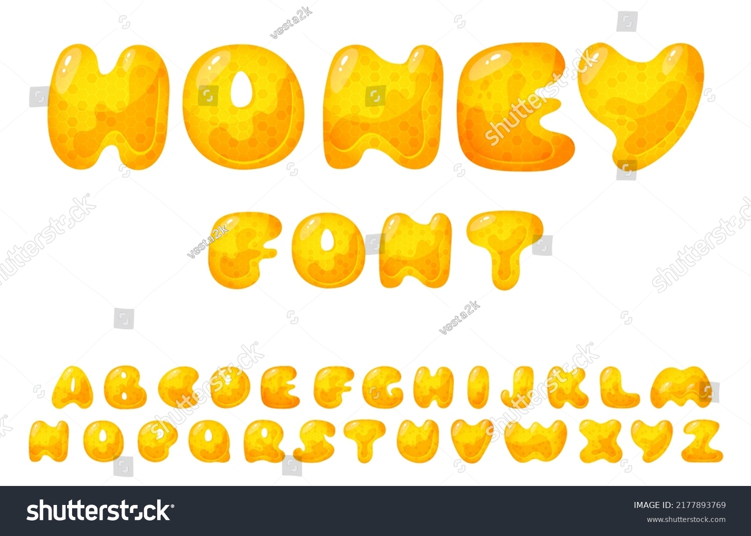 Honey Sweet Font Liquid Honey Cartoon Stock Vector (Royalty Free ...