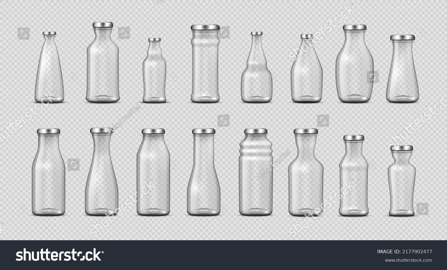 Glass Bottles Realistic Empty 3d Containers Stock Illustration ...