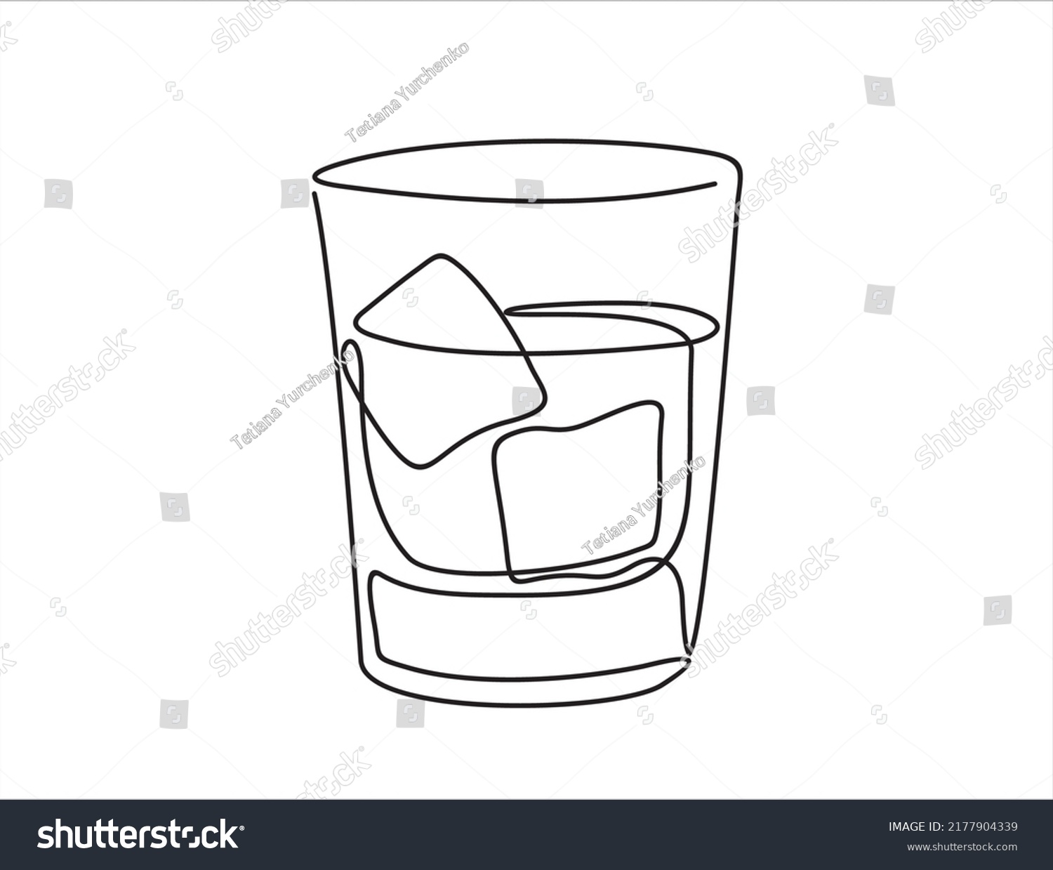 Whiskey Glass Ice Continuous One Line Stock Vector Royalty Free 2177904339 Shutterstock 1808