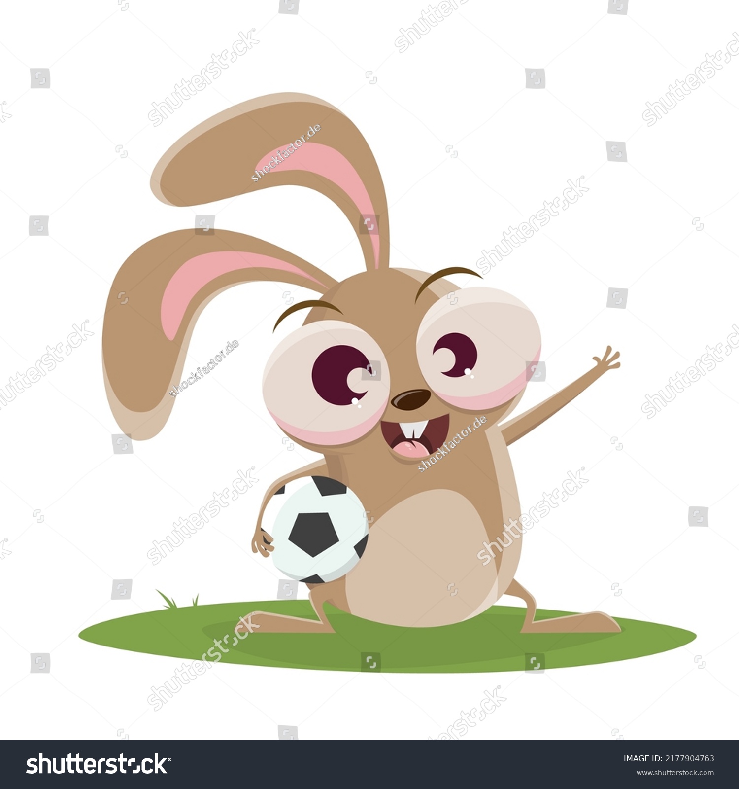 Funny Illustration Cartoon Rabbit Holding Soccer Stock Vector (Royalty ...