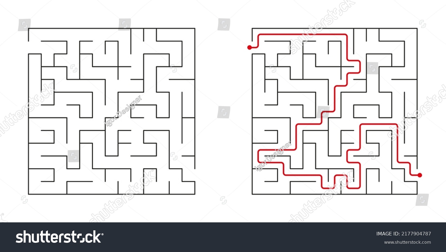 Maze Set Vector Labyrinth Conundrum Children Stock Vector (Royalty Free ...