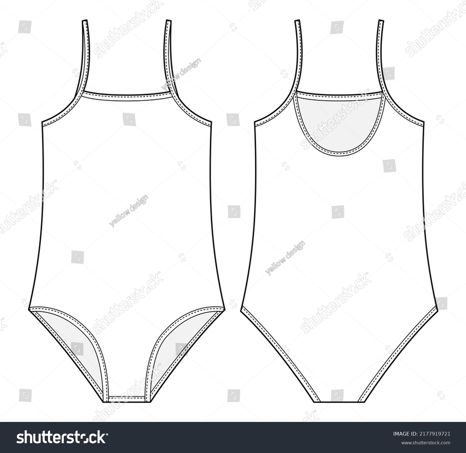 Swimsuit Technical Sketch Women Swimming Clothes Stock Vector (Royalty ...