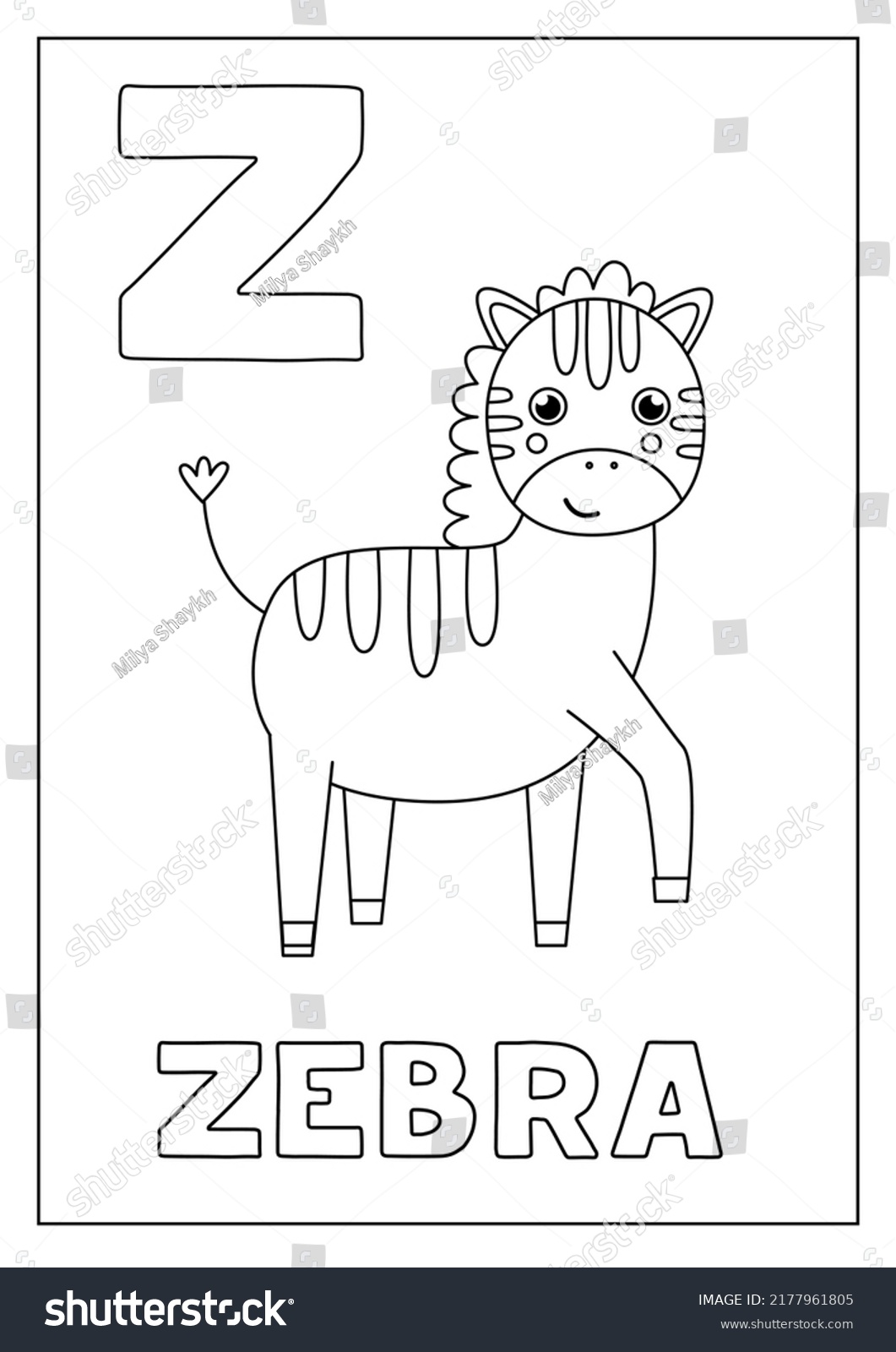 Black White Alphabet Flashcard Children Learning Stock Vector (Royalty ...