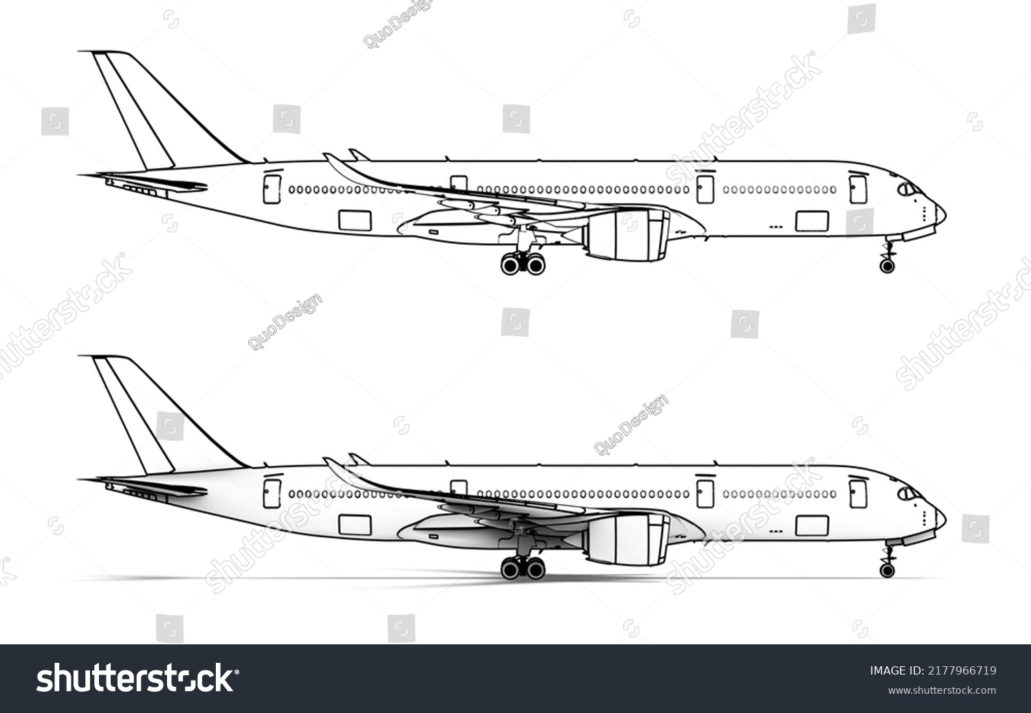 Contour Drawing Airplane Coloring Page Drawing Stock Illustration ...