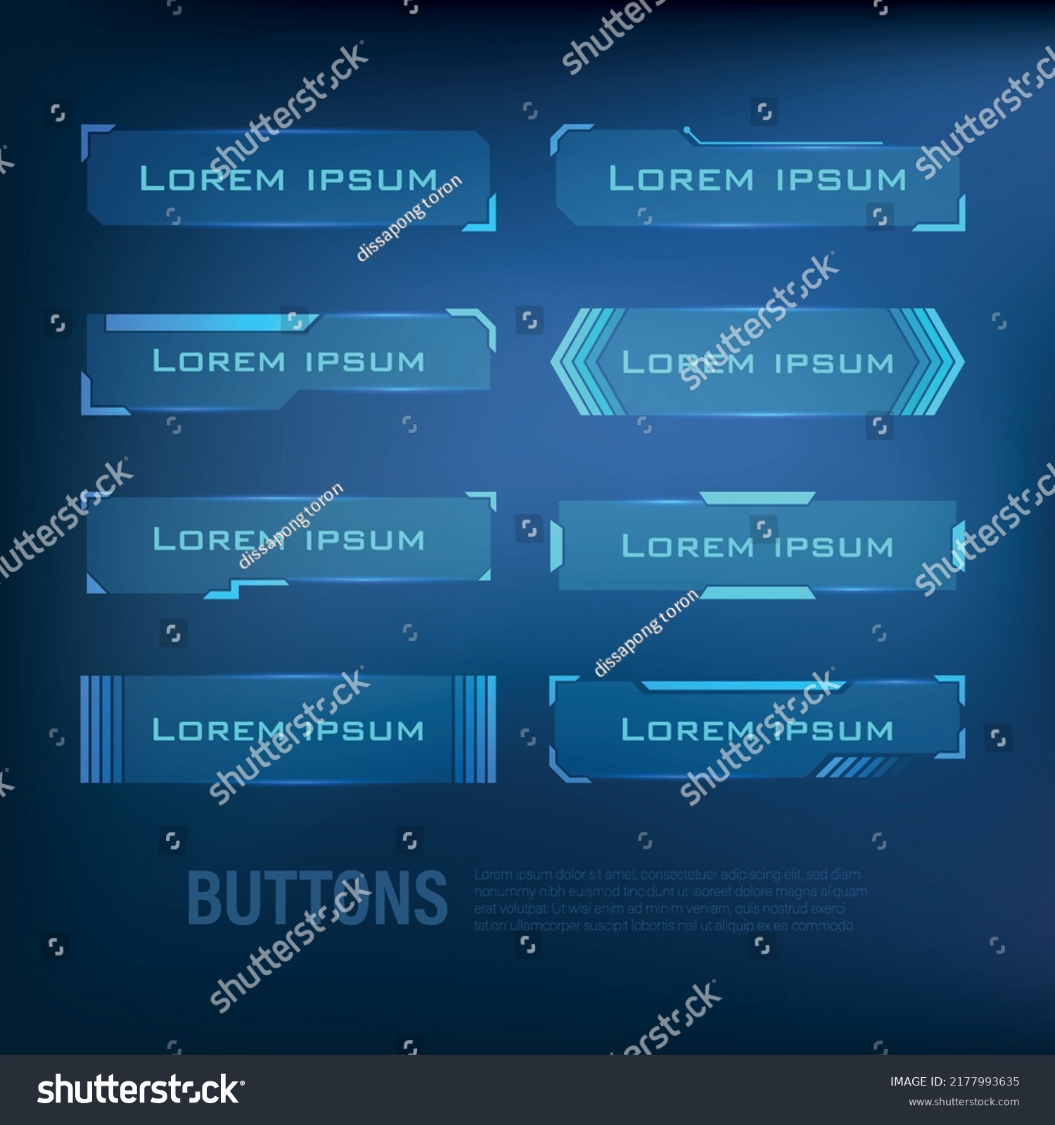 Technofuturistic Style Scifi Blue Button Set Stock Vector (Royalty Free ...