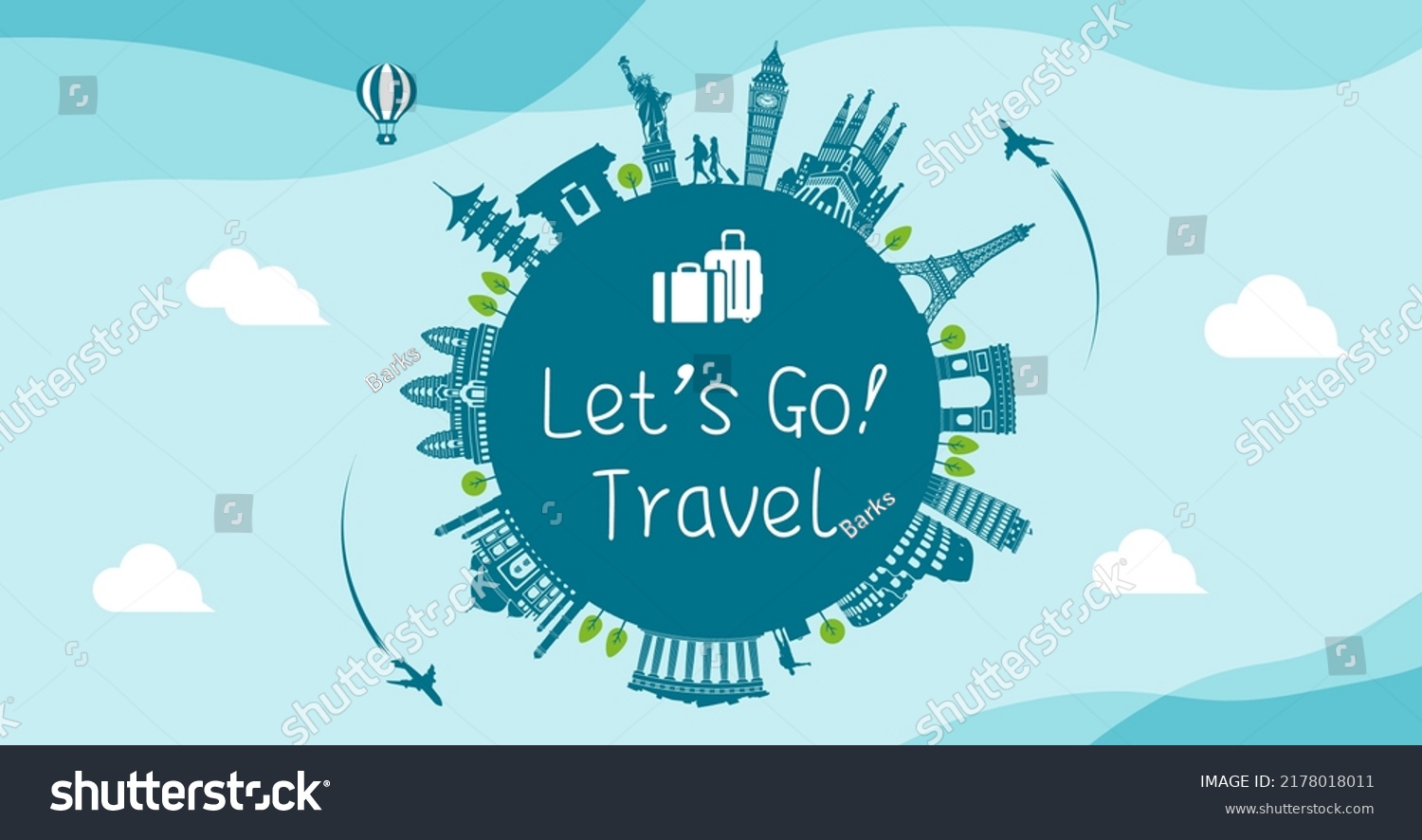 Lets Go Travel Vector Banner Illustration Stock Vector (Royalty Free ...