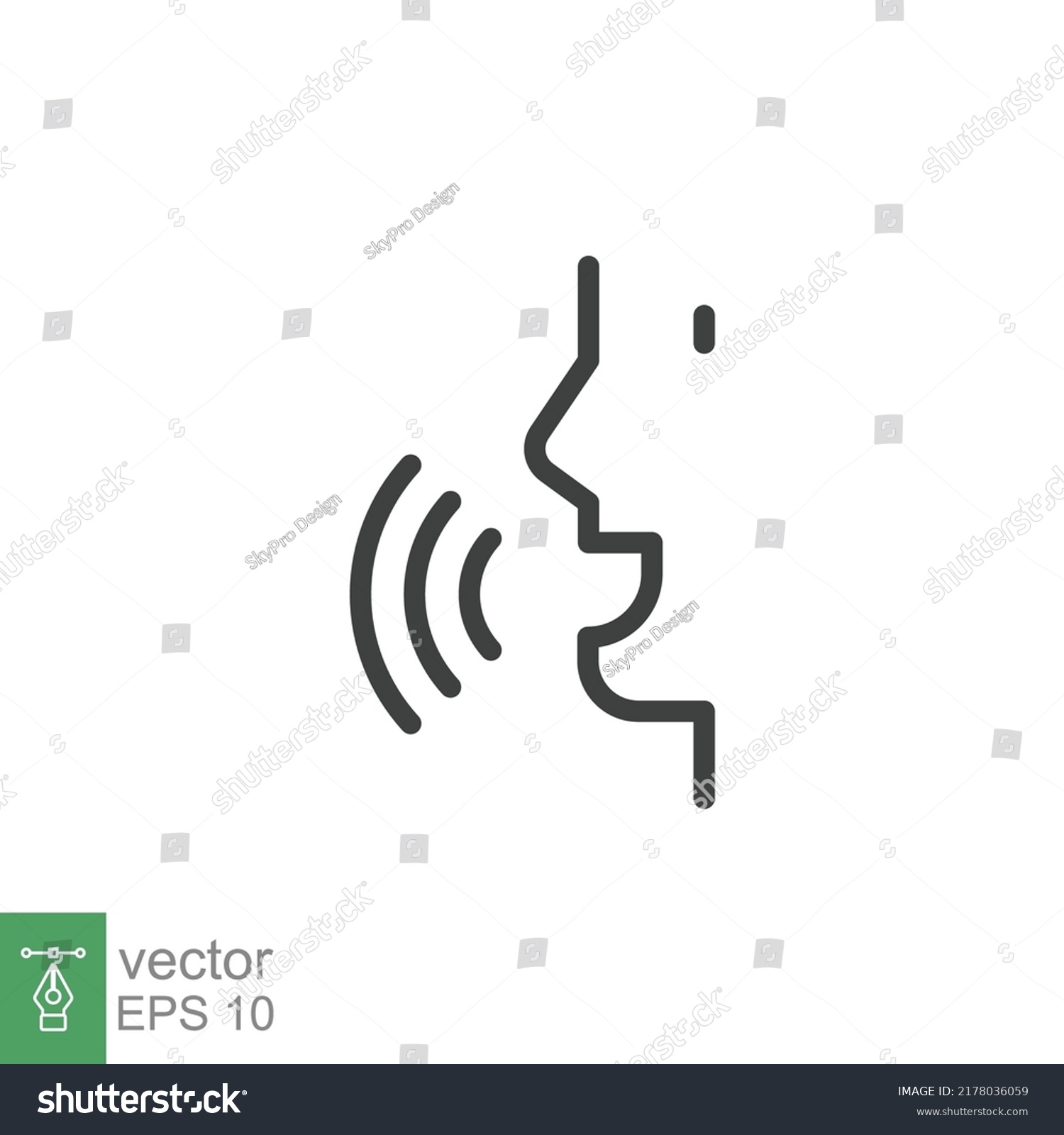 Voice Recognition Line Icon Simple Outline Stock Vector (Royalty Free ...