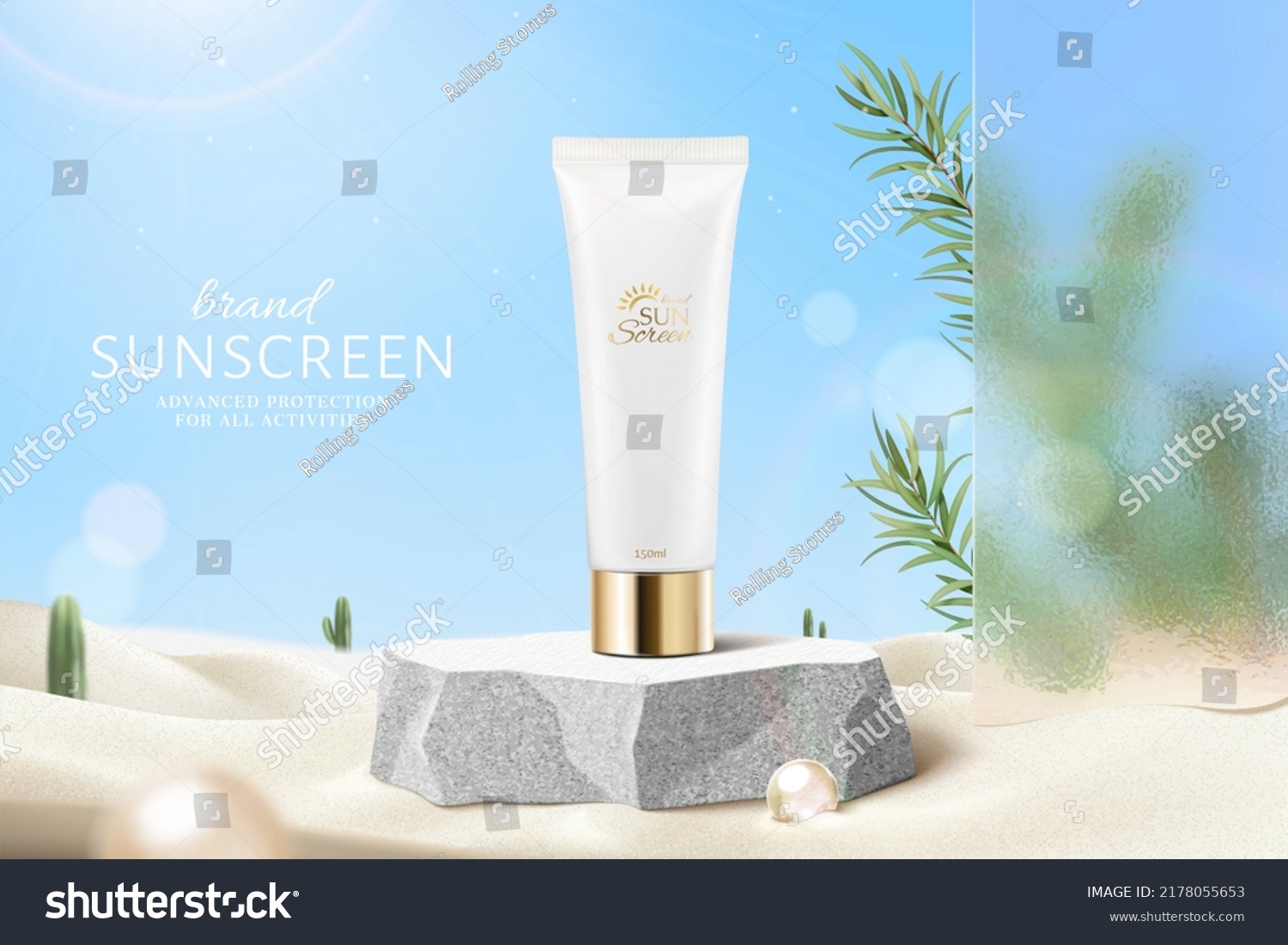 3d Sand Desert Scene Background Cosmetic Stock Illustration 2178055653 ...