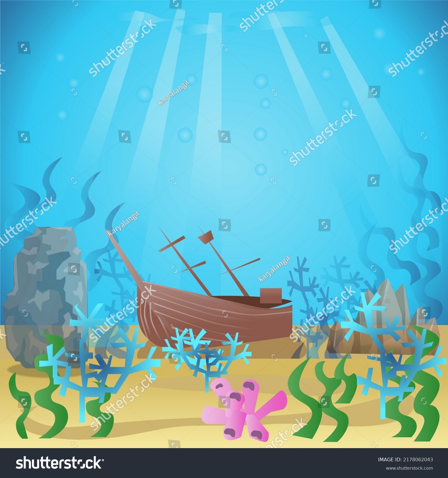 Underwater Vector Background Illustration Stock Vector (Royalty Free ...