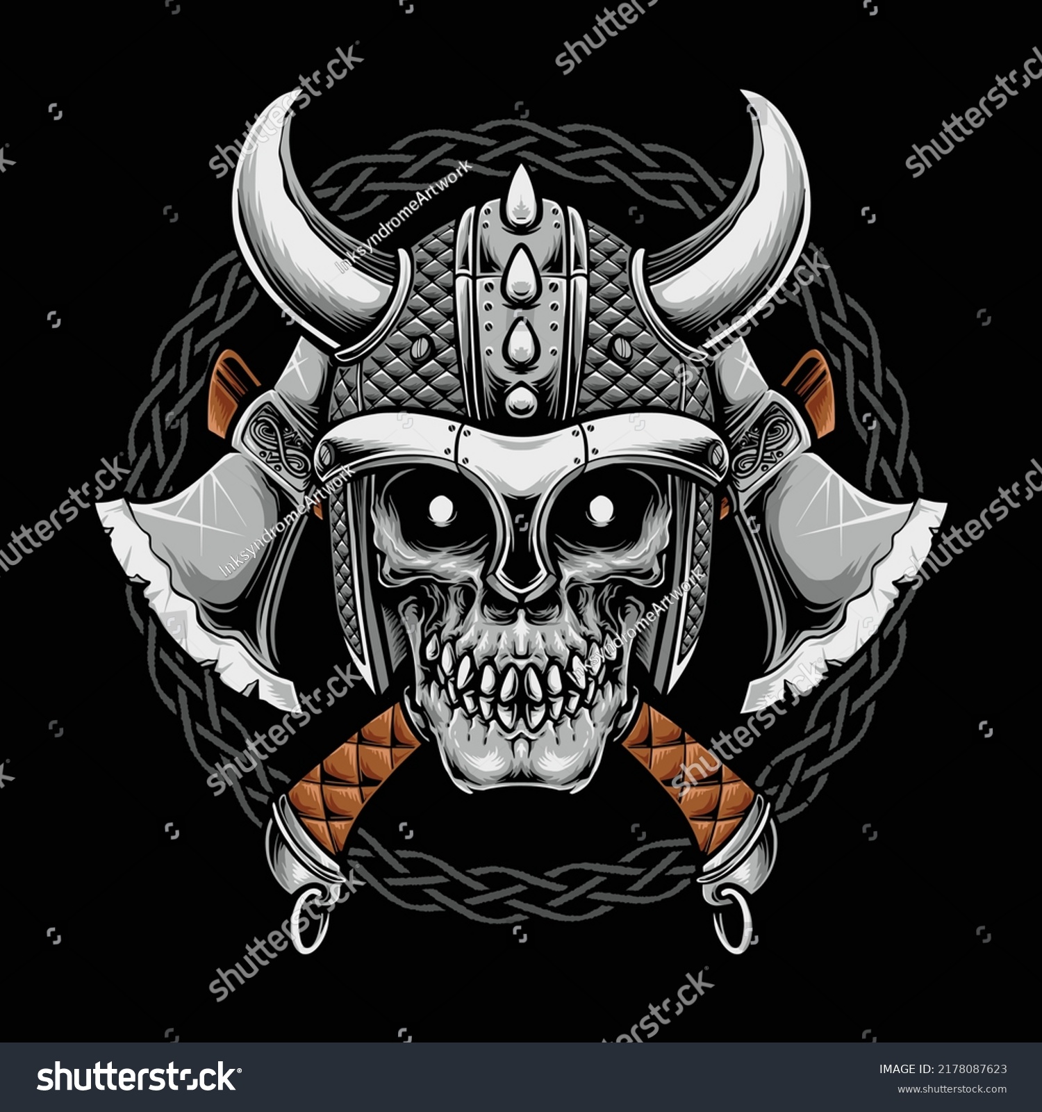 Skull Viking Axe Vector Stock Vector (Royalty Free) 2178087623 ...